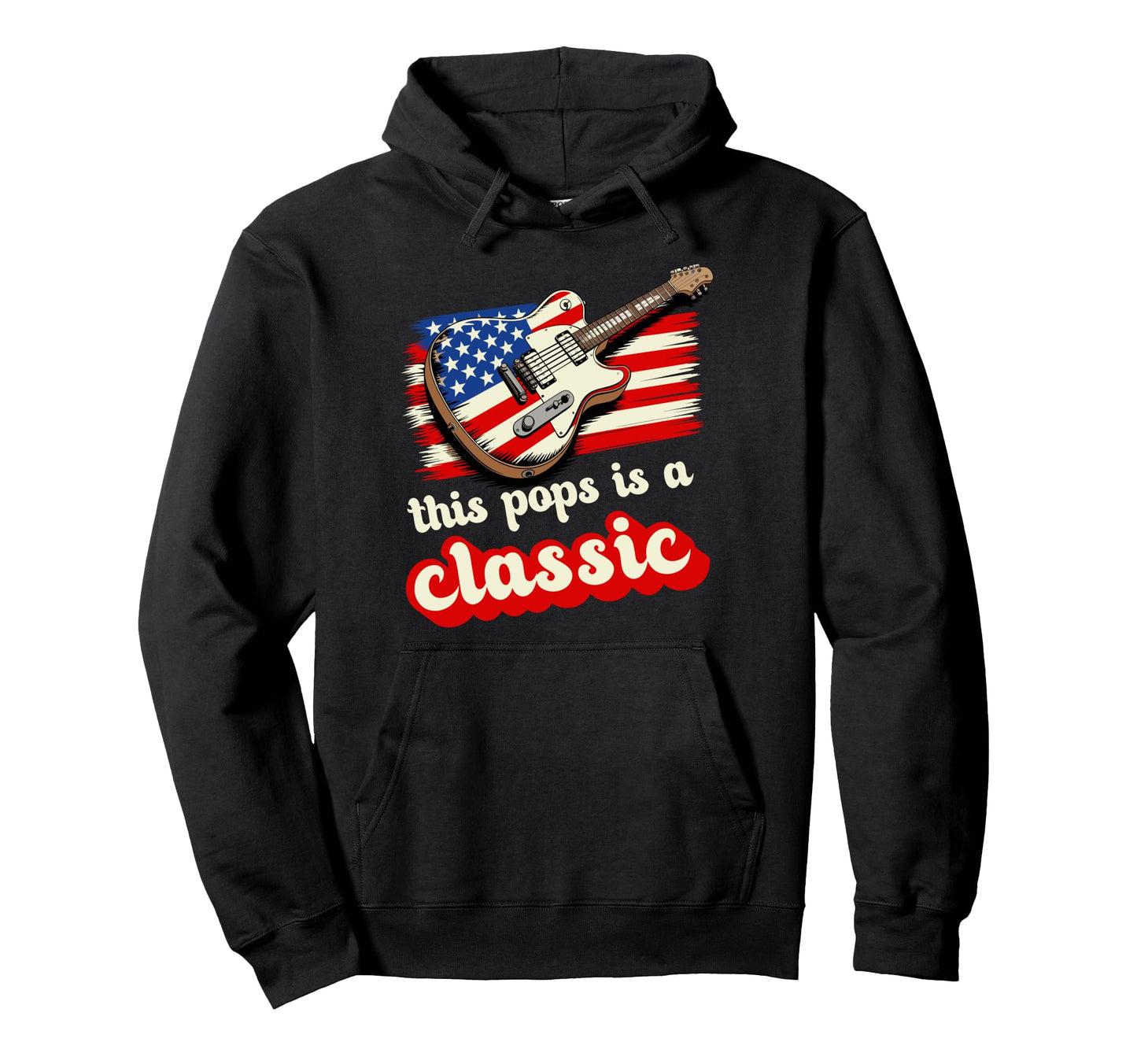 This Pops Is Usa Flag Guitar Music Hoodie - Minimalist Print Men Women - T-Shirt, Sweatshirt, Hoodie