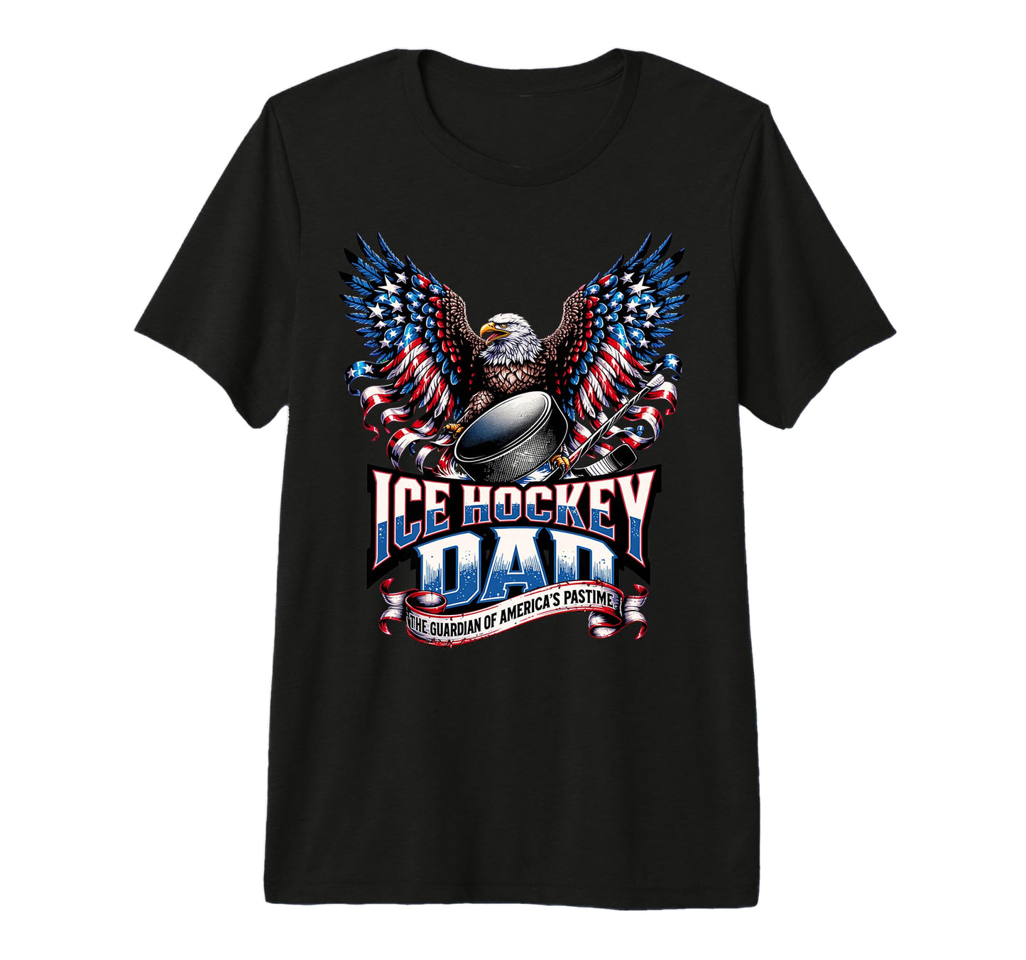 Mens Ice Hockey Dad American Flag Ice T-Shirt - Novelty Apparel Men Women - T-Shirt, Sweatshirt, Hoodie
