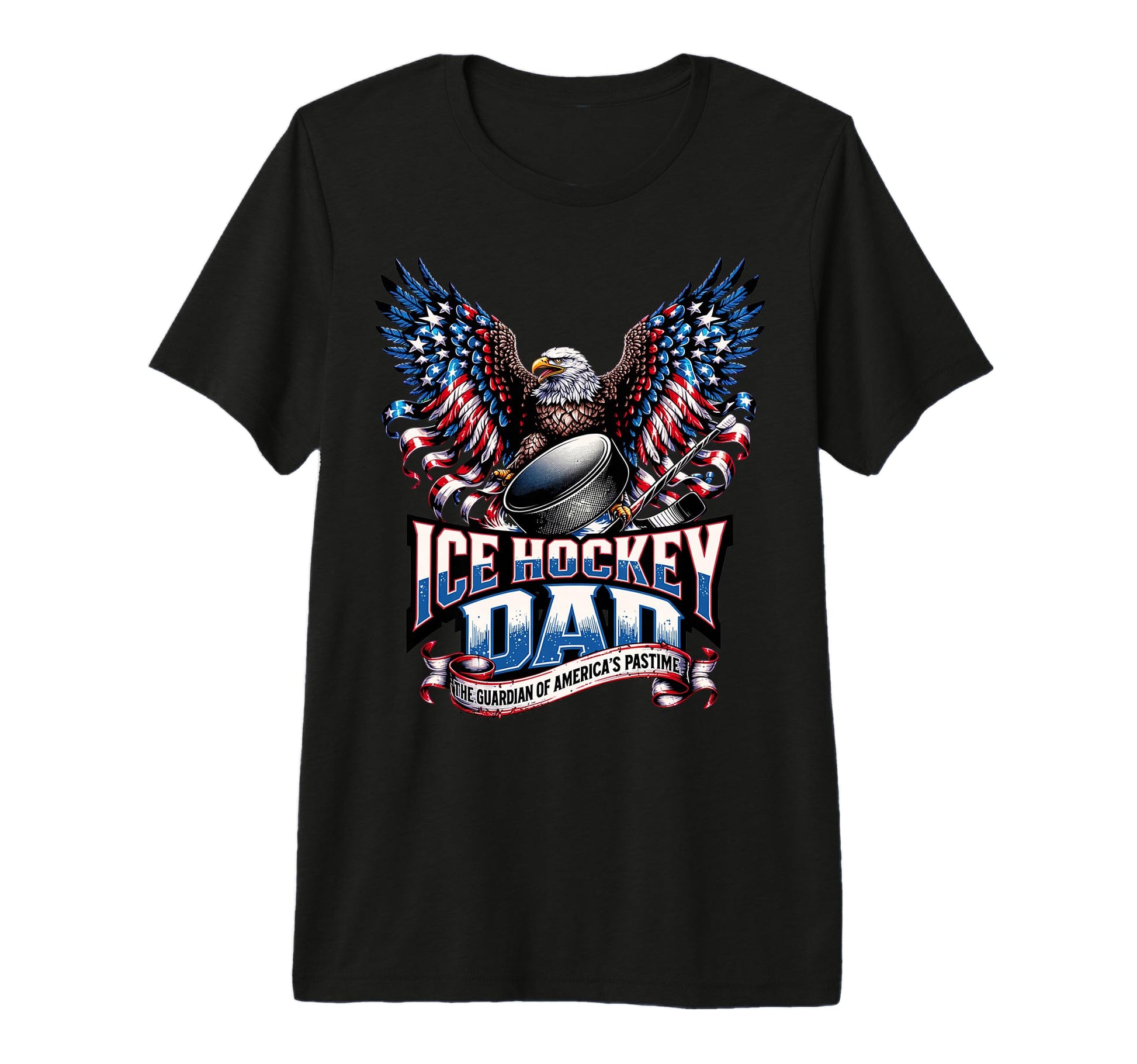 Mens Ice Hockey Dad American Flag Ice T-Shirt - Novelty Apparel Men Women - T-Shirt, Sweatshirt, Hoodie