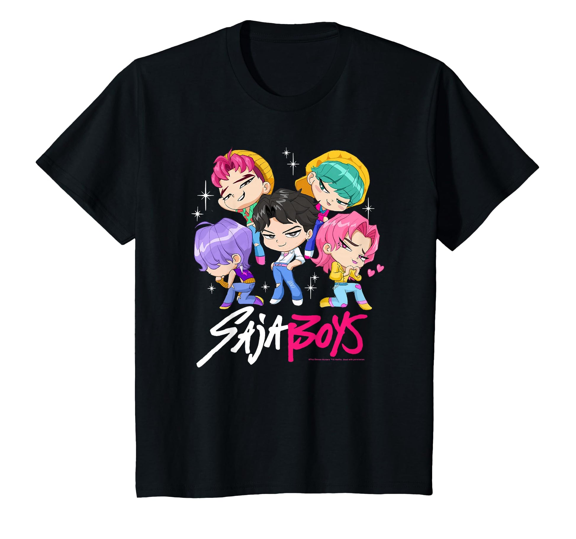 Kpop Demon Hunters Saja Chibi Band T-Shirt - Custom Art Print for Adults - T-Shirt, Sweatshirt, Hoodie