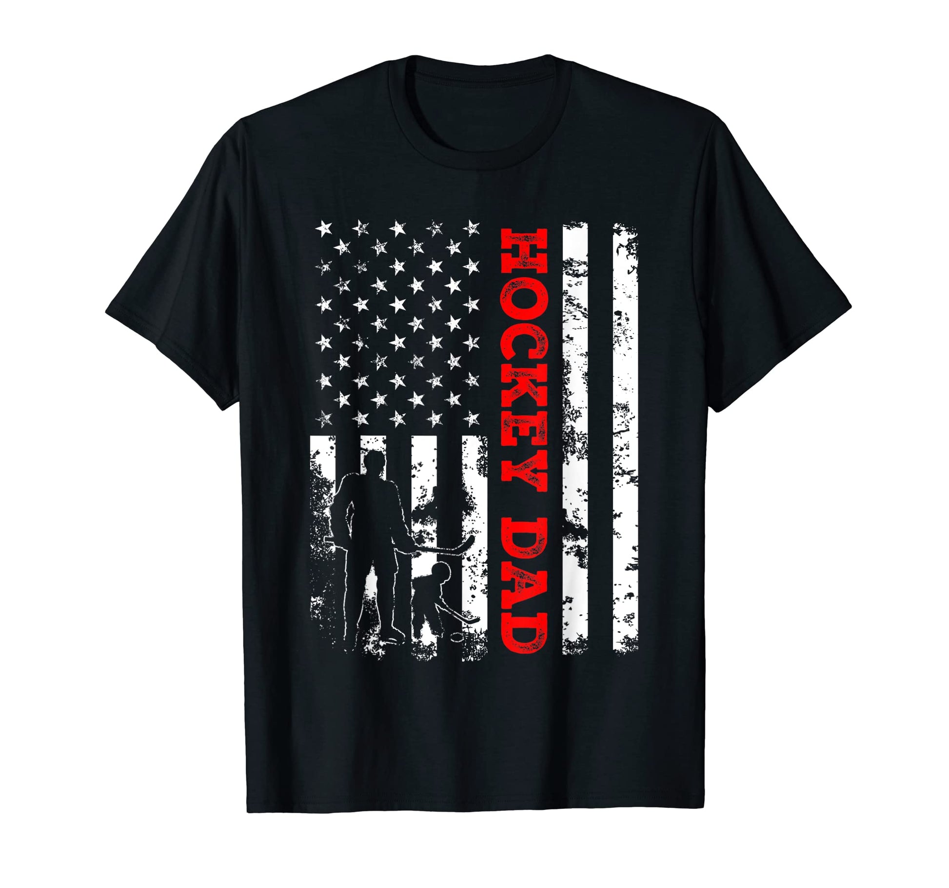 Mens American Flag Proud Hockey Dad T-Shirt - Trendy Graphic for Adults - T-Shirt, Sweatshirt, Hoodie