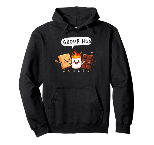 Camping Group Hug Smores Hoodie - Fun Novelty Design for Adults - T-Shirt, Sweatshirt, Hoodie