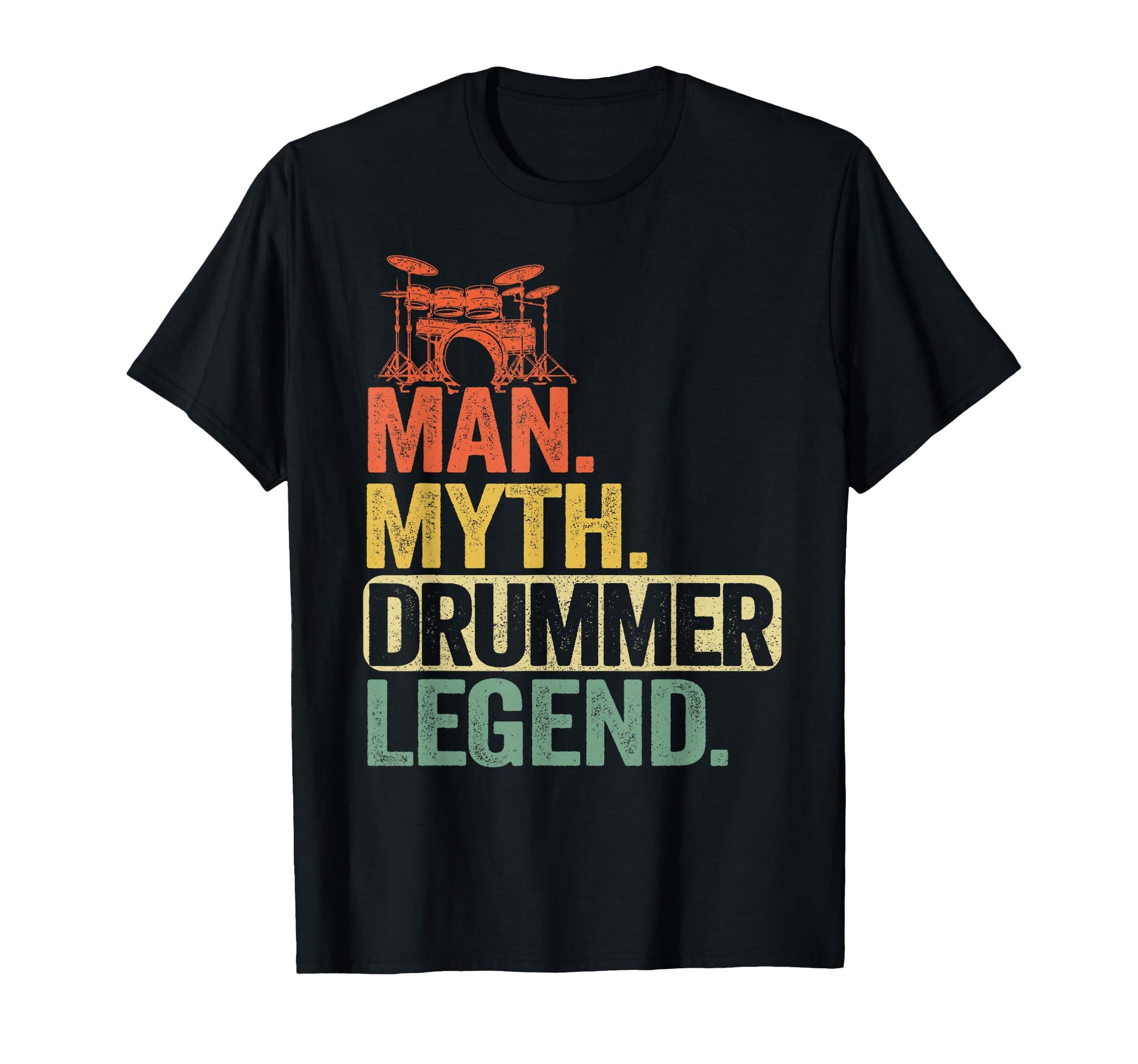 Myth Drummer Legend Drums Mens Dad T-Shirt - Minimalist Print for Adults - T-Shirt, Sweatshirt, Hoodie