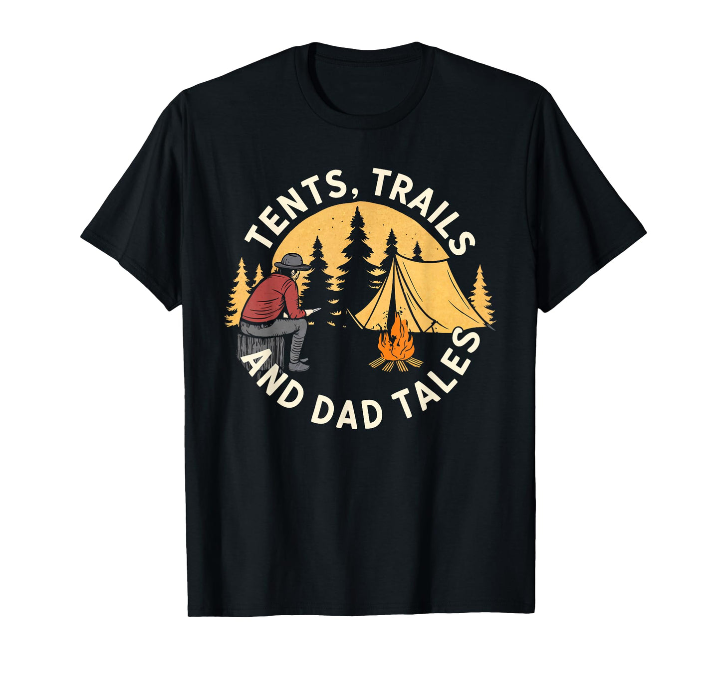 Mountains Campfires And Dad Tales T-Shirt - Minimalist Print for Adults - T-Shirt, Sweatshirt, Hoodie