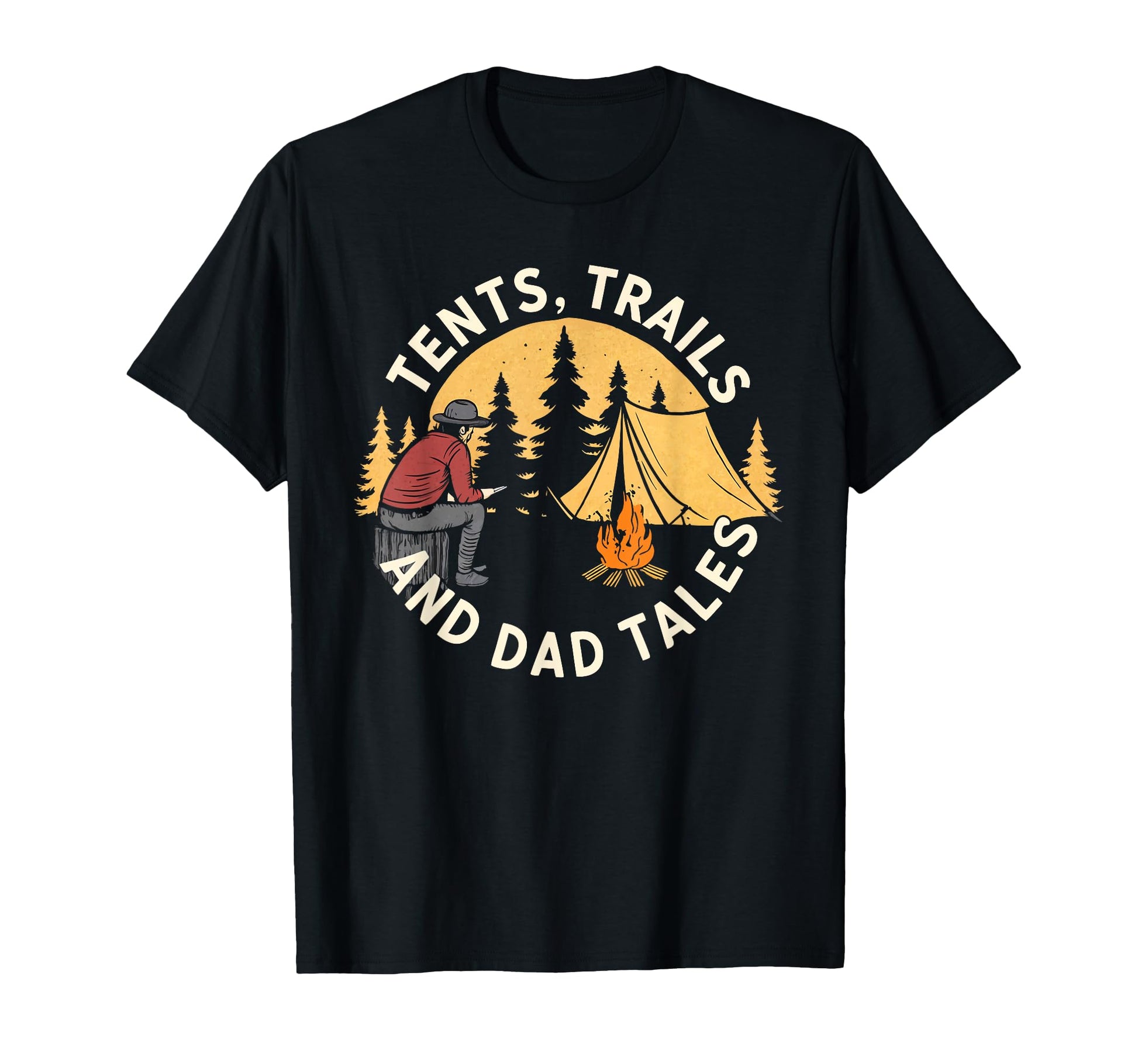 Mountains Campfires And Dad Tales T-Shirt - Minimalist Print for Adults - T-Shirt, Sweatshirt, Hoodie
