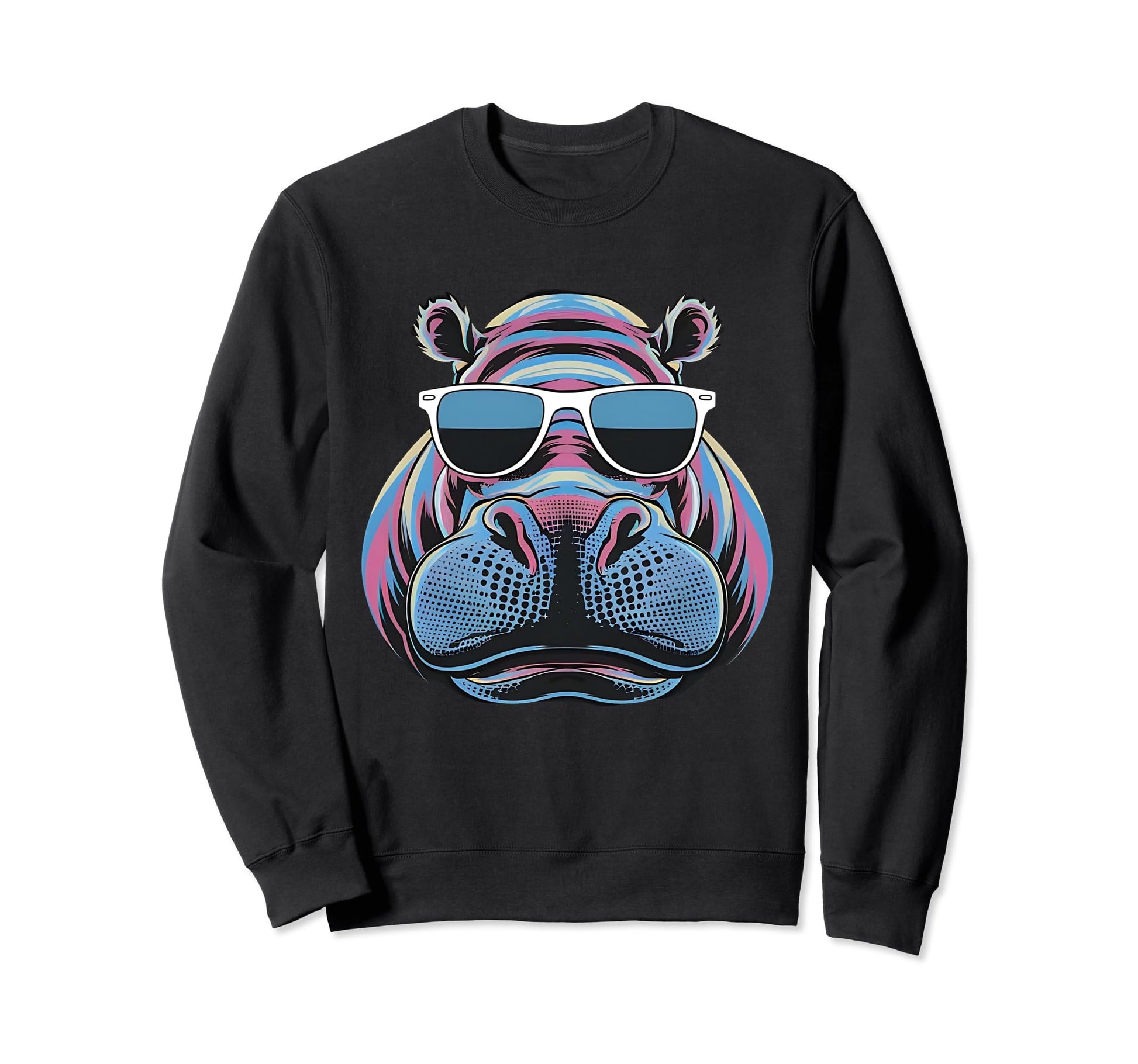 Hippo Shades Pop Art Hippopotamus Sweatshirt - Custom Art Print Men Women - T-Shirt, Sweatshirt, Hoodie