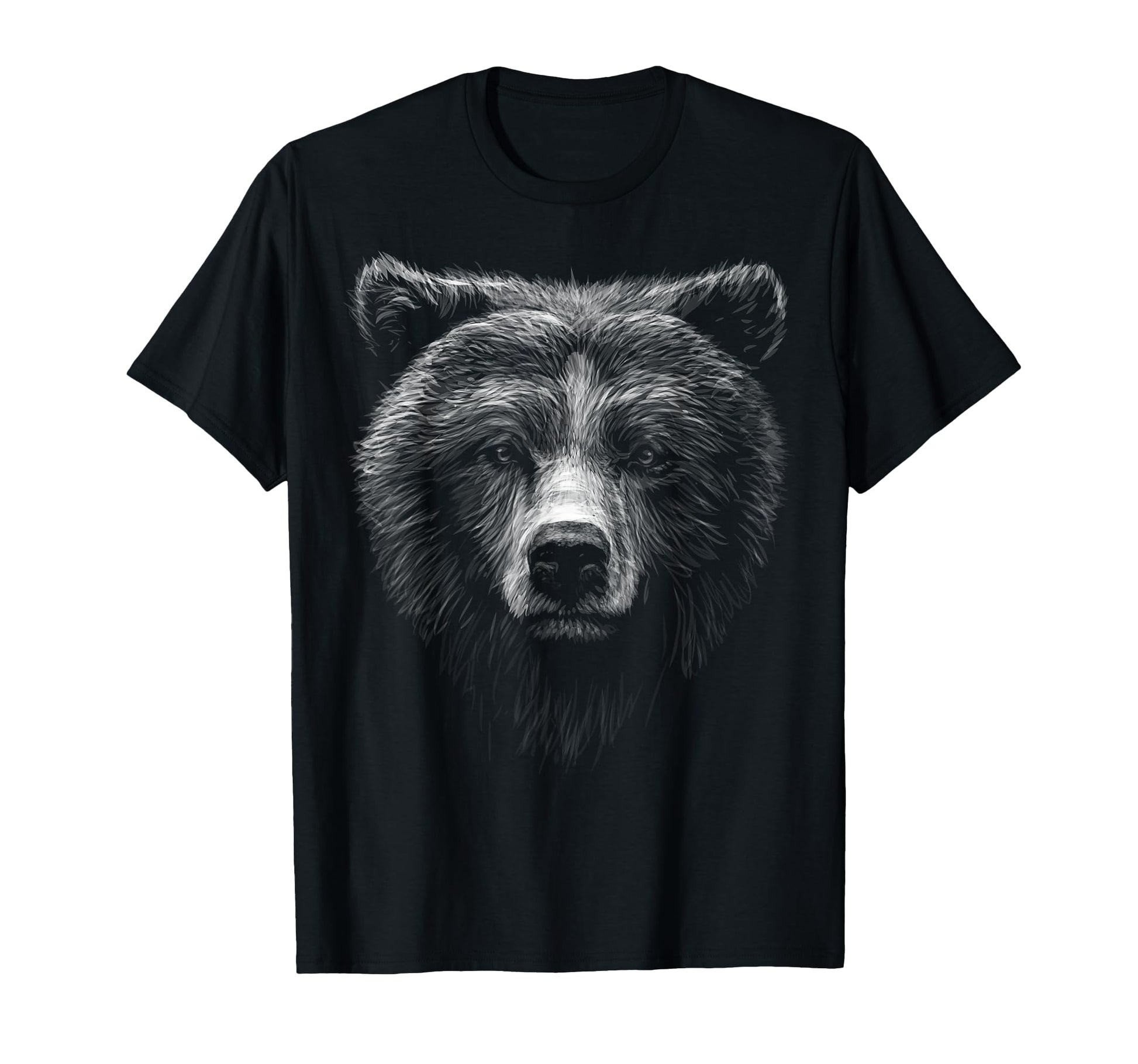 Brown Bear Head Black Art Lovers Wild T-Shirt - Graphic Print Men Women - T-Shirt, Sweatshirt, Hoodie