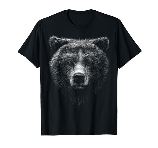 Brown Bear Head Black Art Lovers Wild T-Shirt - Graphic Print Men Women - T-Shirt, Sweatshirt, Hoodie