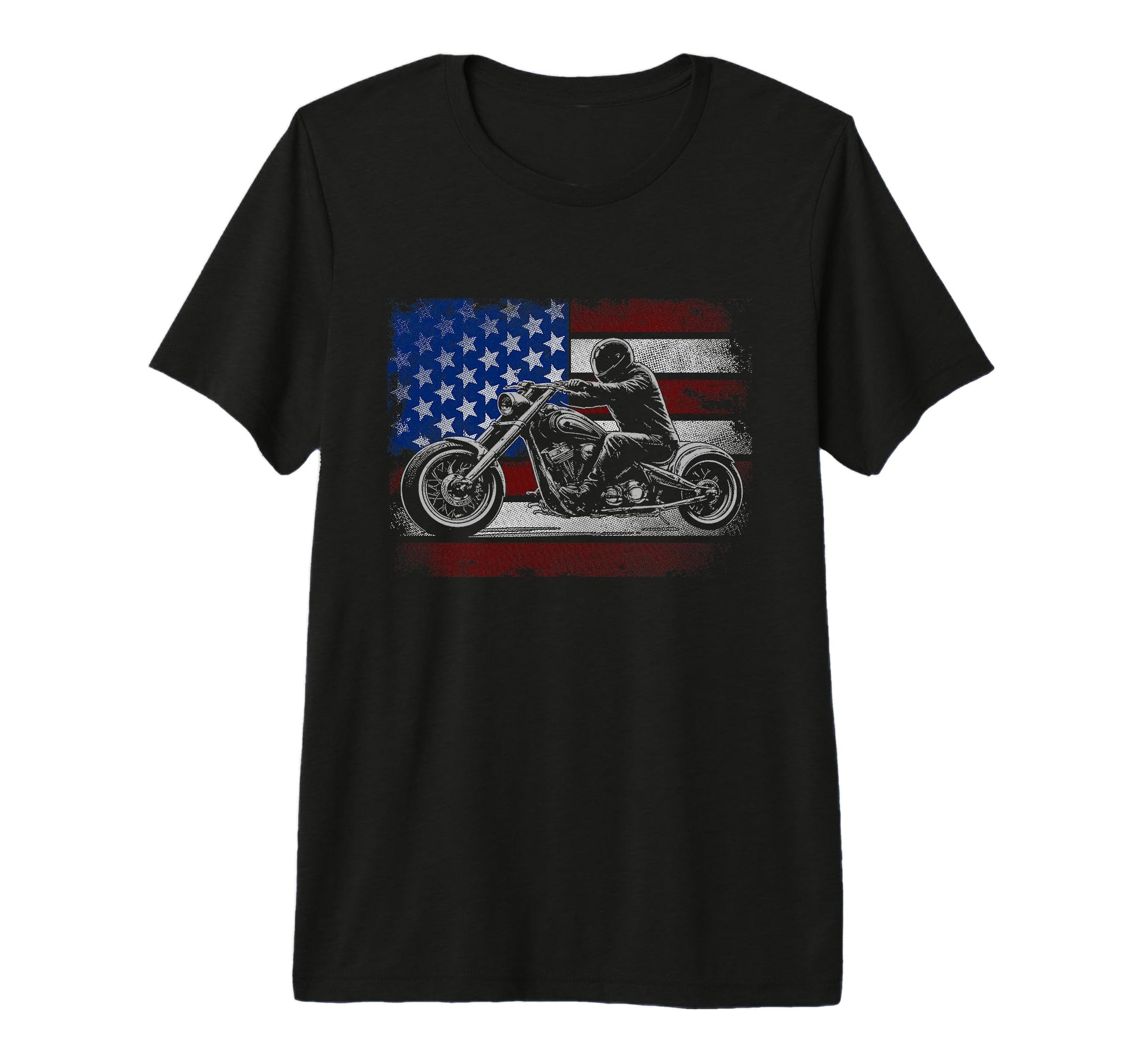 Motorcycle Usa Flag Biker Tri T-Shirt - Casual Everyday Wear for Adults - T-Shirt, Sweatshirt, Hoodie