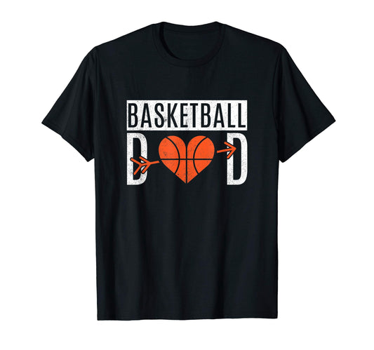 Basketball Dad Heart Basketball T-Shirt - Minimalist Print for Adults - T-Shirt, Sweatshirt, Hoodie