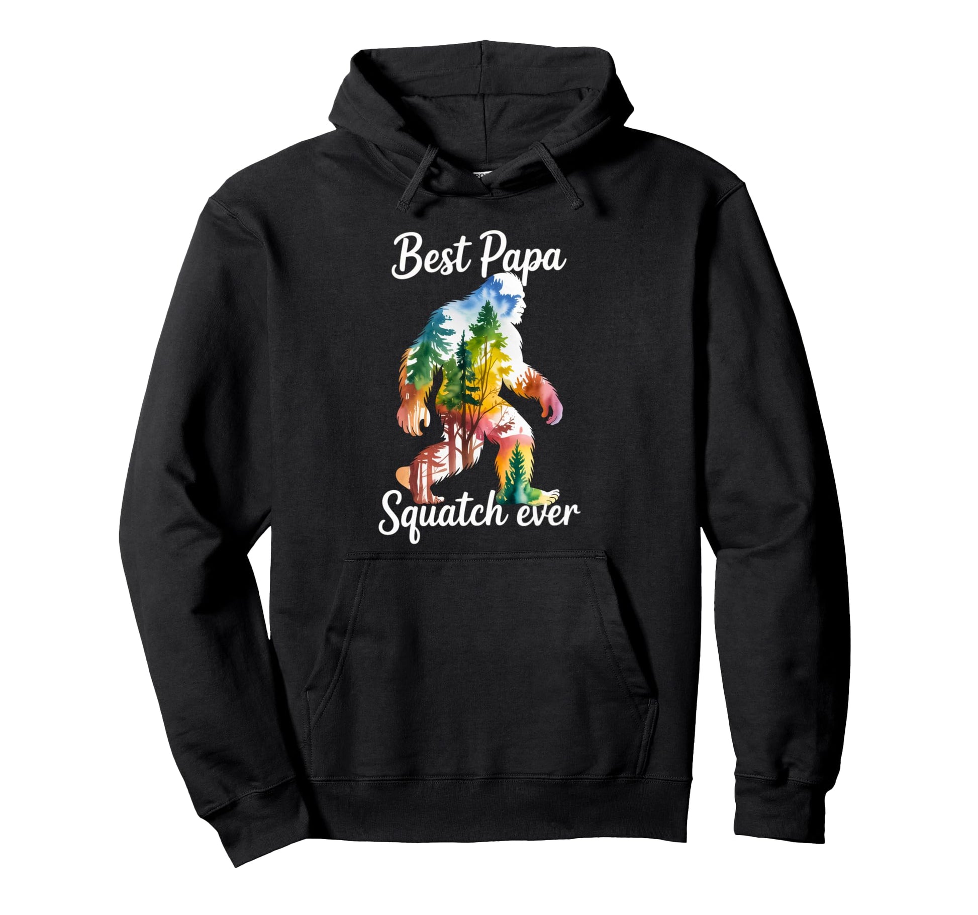 Bigfoot Dad Watercolor Best Papa Squatch Hoodie - Unique Graphic Men Women - T-Shirt, Sweatshirt, Hoodie