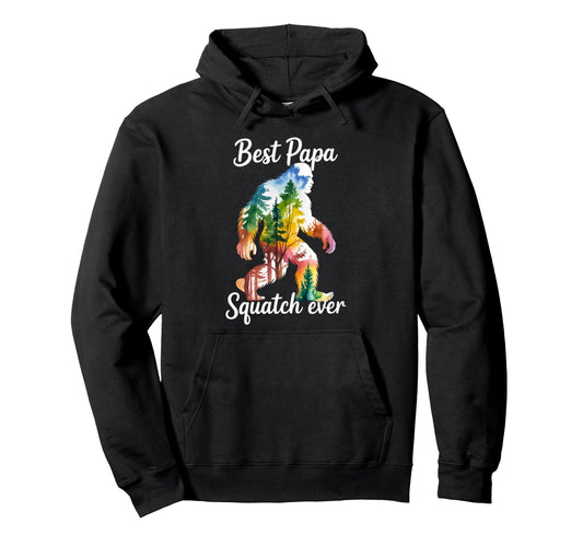 Bigfoot Dad Watercolor Best Papa Squatch Hoodie - Unique Graphic Men Women - T-Shirt, Sweatshirt, Hoodie