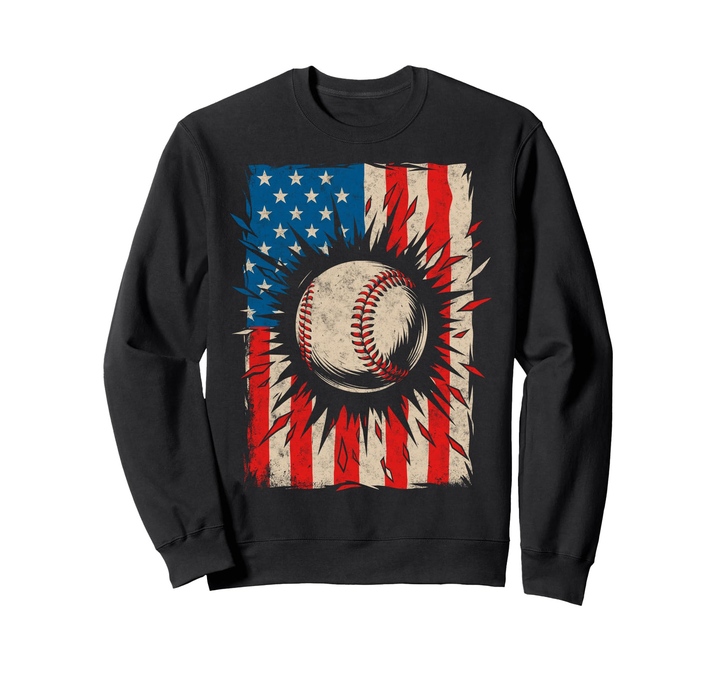 Baseball Us Flag Baseball Lover Sweatshirt - Aesthetic Graphic for Adults - T-Shirt, Sweatshirt, Hoodie