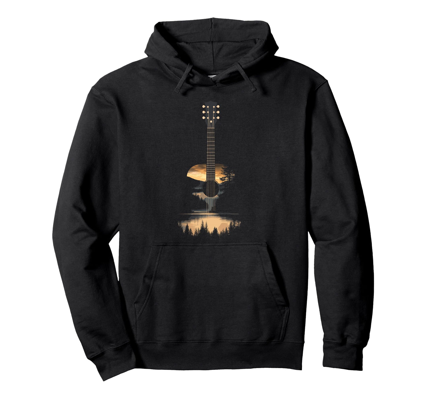 Sunset Acoustic Guitar Scenic Nature Hoodie - Aesthetic Graphic for Adults - T-Shirt, Sweatshirt, Hoodie