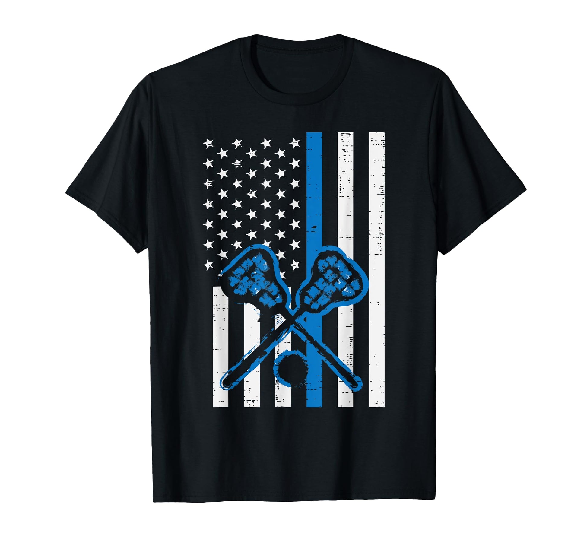 Us Flag Blue Line Lacrosse Lax Police Cop T-Shirt - Trendy Graphic Unisex - T-Shirt, Sweatshirt, Hoodie