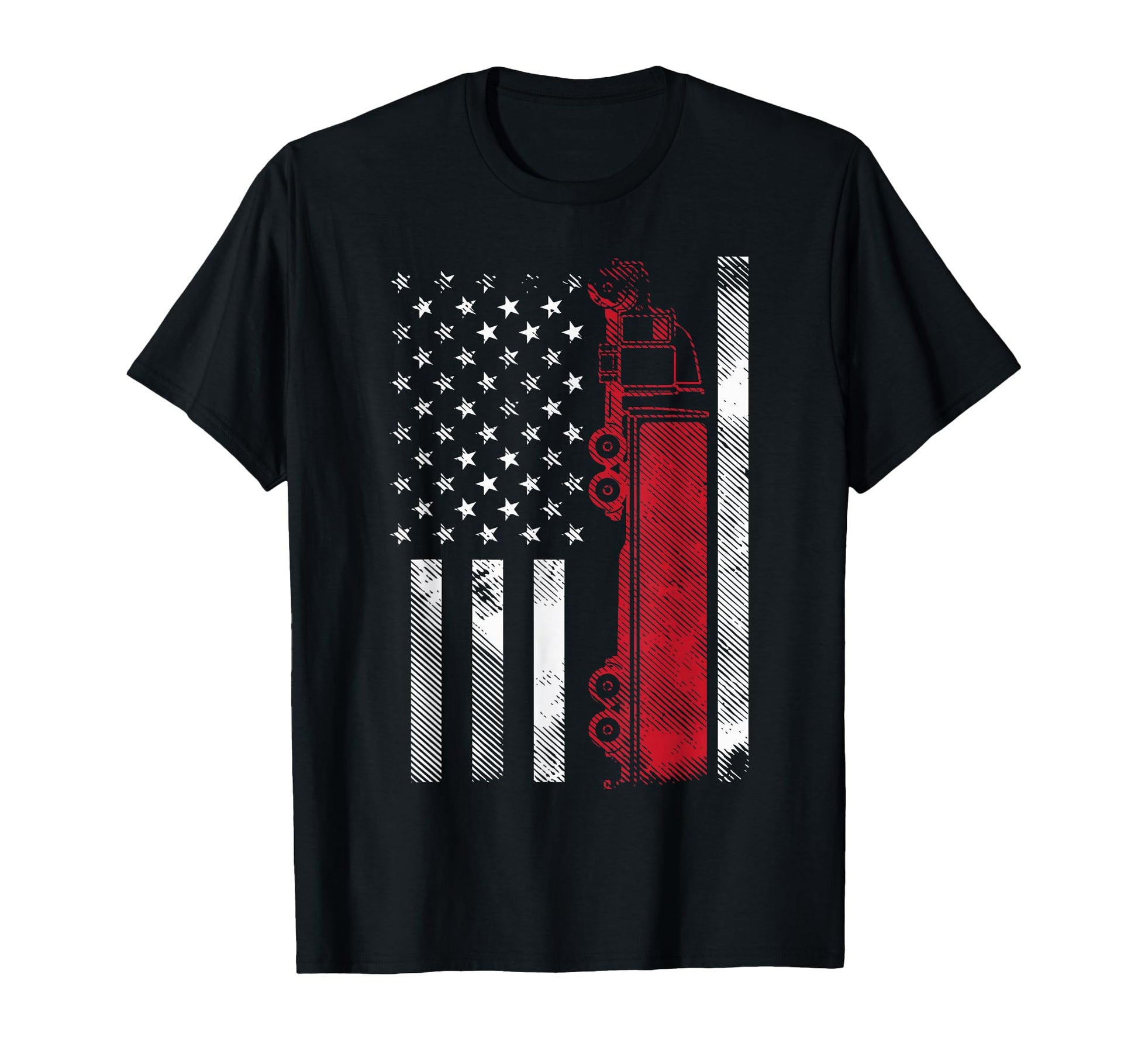 Us American Flag Semi Truck Driver 18 T-Shirt - Unique Graphic Unisex - T-Shirt, Sweatshirt, Hoodie