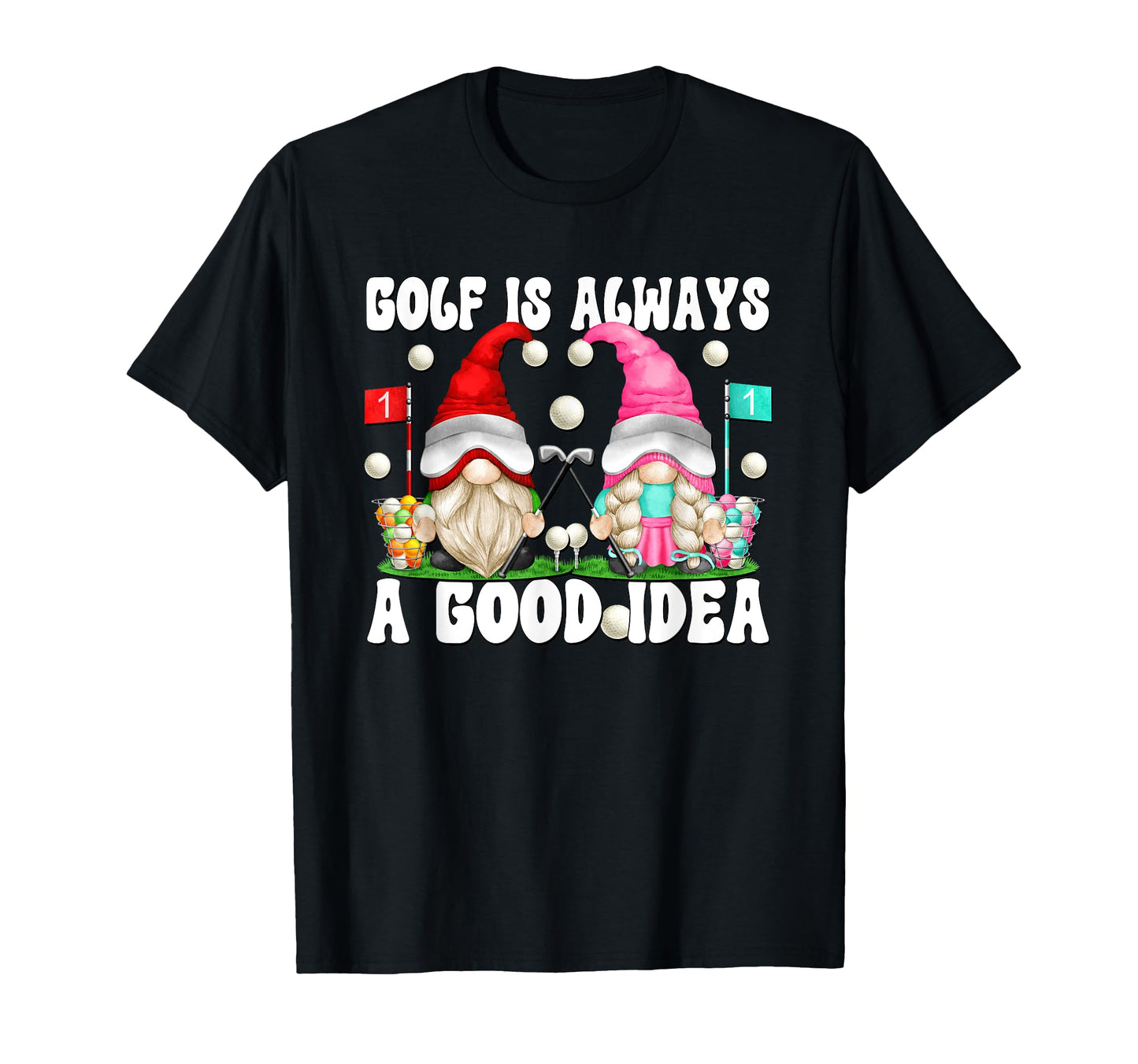 Funny Golfer Gnomes Mom And Dad Golf T-Shirt - Unique Graphic for Adults - T-Shirt, Sweatshirt, Hoodie