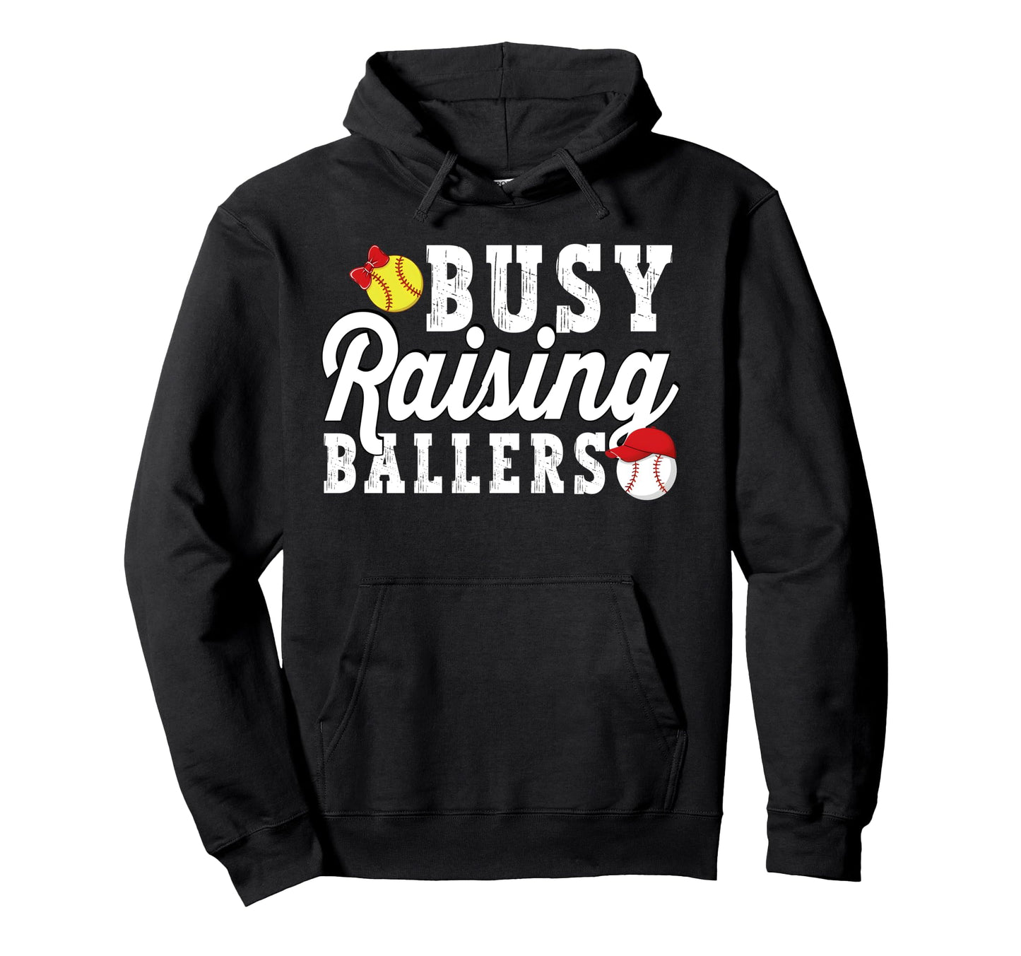 Busy Raising Ballers Softball Baseball Hoodie - Minimalist Print Men Women - T-Shirt, Sweatshirt, Hoodie