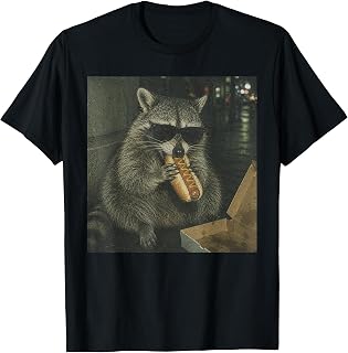 Raccoon Eating Hot Dog Graphic Tee Funny Animal Meme T-Shirt Unisex T-shirt, Sweatshirt, Hoodie, Long Sleeve Tee - T-Shirt, Sweatshirt, Hoodie
