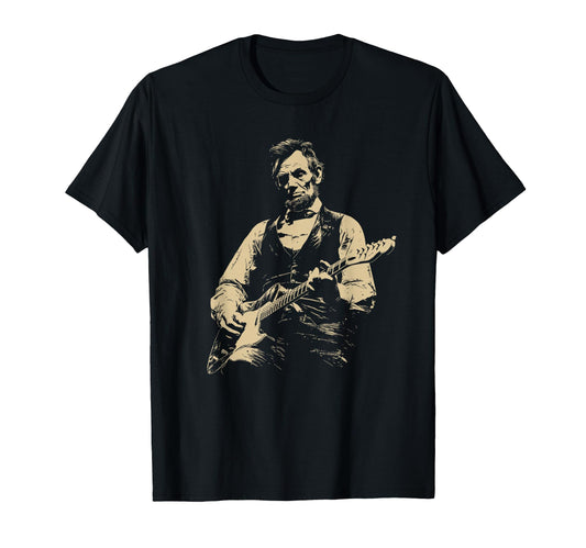 Abraham Lincoln Playing Electric T-Shirt - Fun Novelty Design for Adults - T-Shirt, Sweatshirt, Hoodie