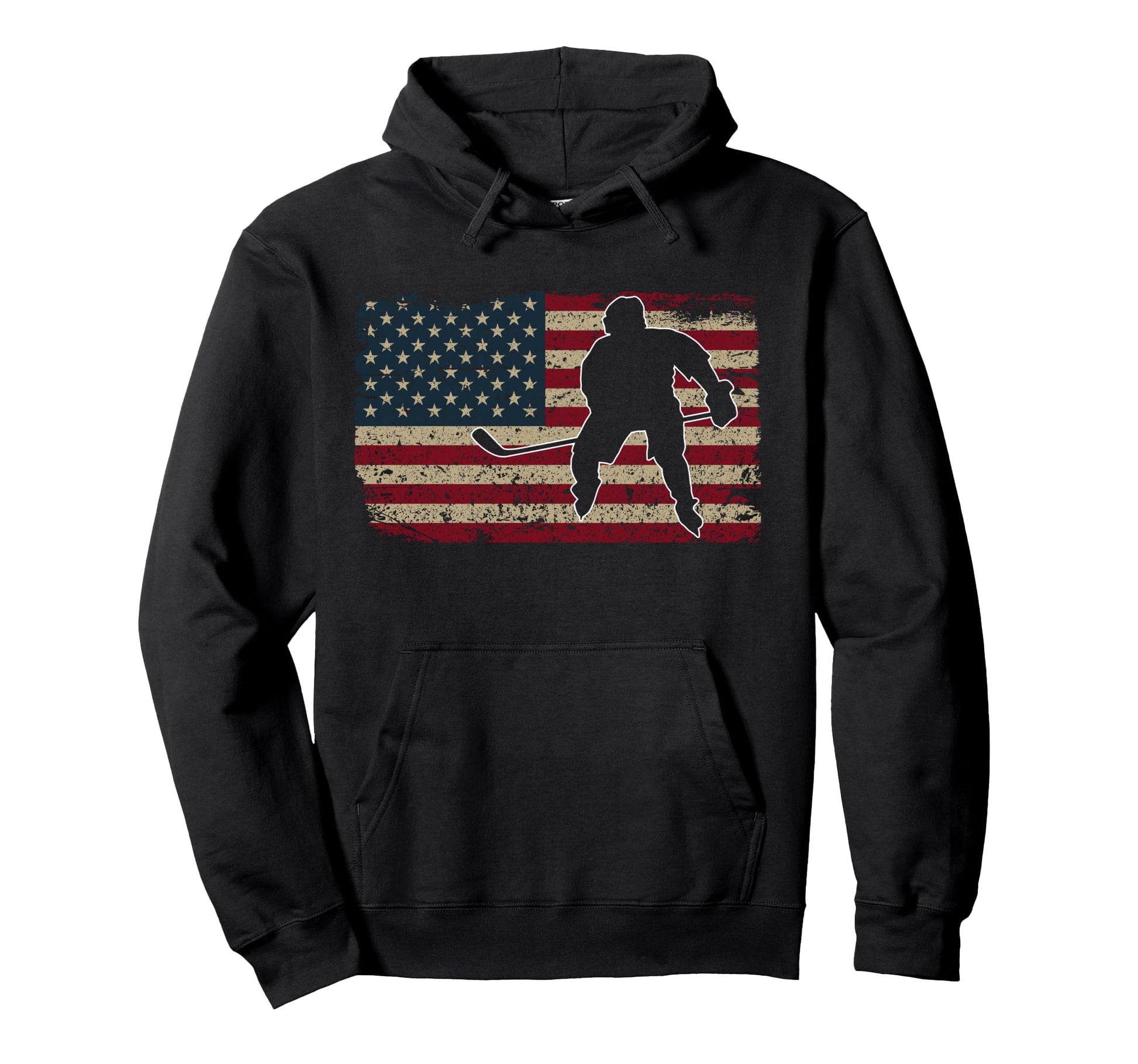 American Flag Ice Hockey Gift I Proud Hoodie - Casual Everyday Wear Unisex - T-Shirt, Sweatshirt, Hoodie