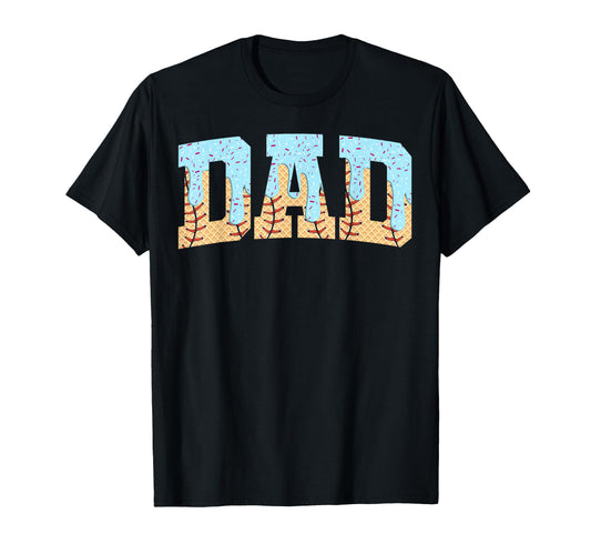 Baseball Dad Ice Cream Drip Fathers Day T-Shirt - Graphic Print Men Women - T-Shirt, Sweatshirt, Hoodie