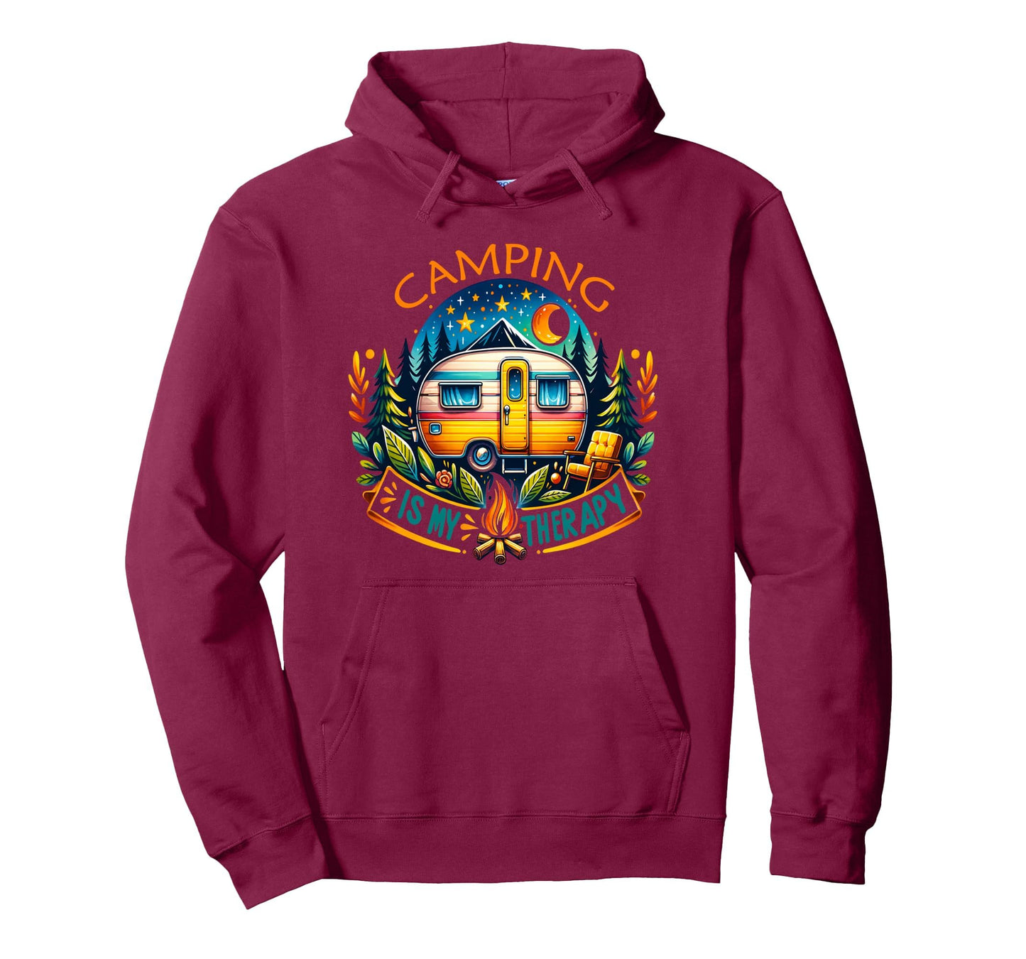Camping Is My Therapy Hoodie - Unique Graphic Unisex - T-Shirt, Sweatshirt, Hoodie