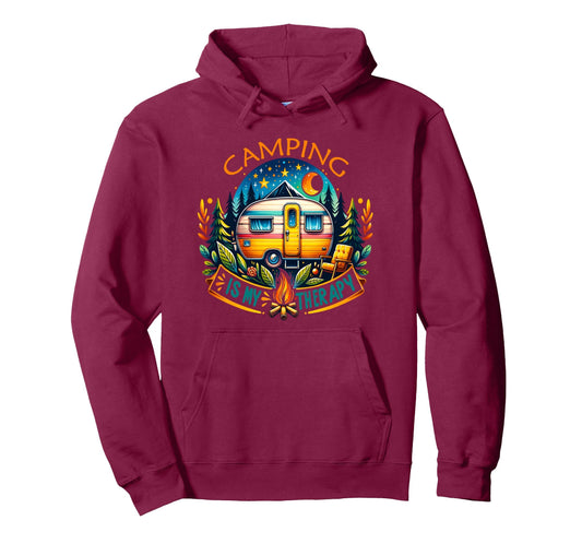 Camping Is My Therapy Hoodie - Unique Graphic Unisex - T-Shirt, Sweatshirt, Hoodie