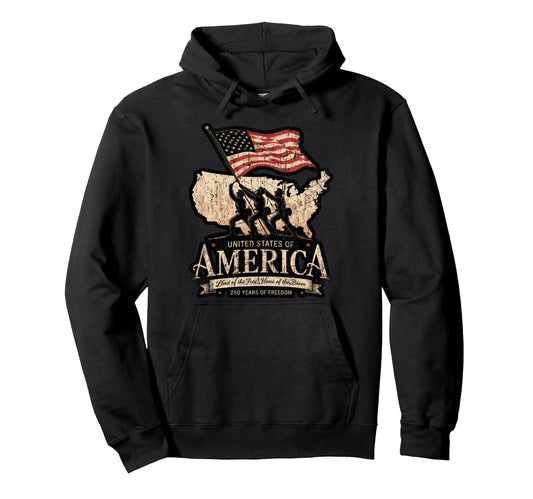 250 Year American Anniversary Usa Flag Hoodie - Unique Graphic Men Women - T-Shirt, Sweatshirt, Hoodie