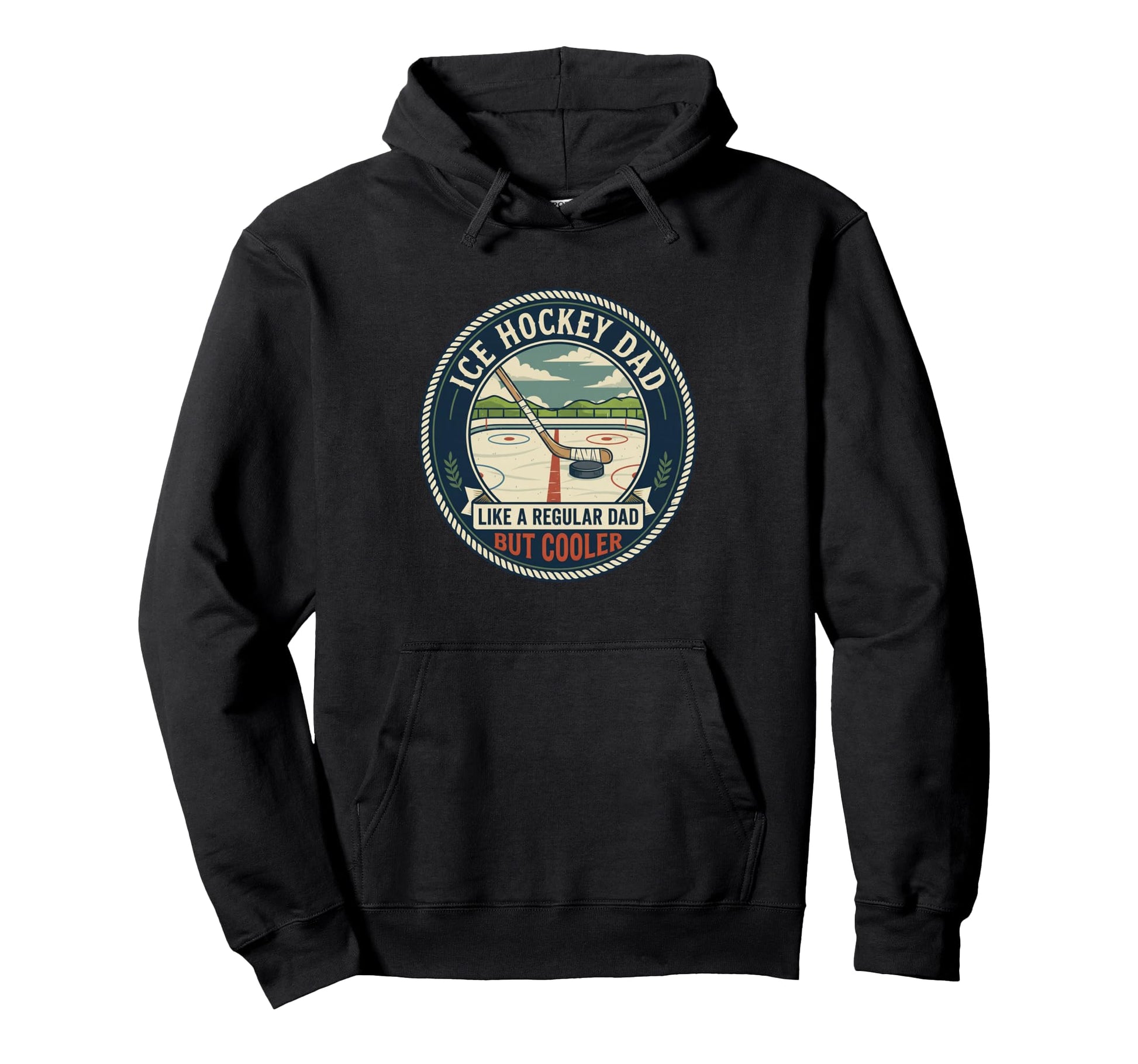 Ice Hockey Dad Player Puck Stick Hoodie - Casual Everyday Wear Men Women - T-Shirt, Sweatshirt, Hoodie