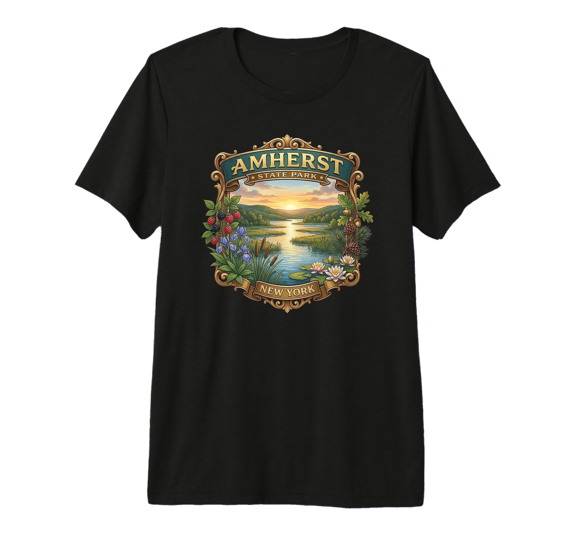 Amherst State Park New York Hiking T-Shirt - Fun Novelty Design for Adults - T-Shirt, Sweatshirt, Hoodie