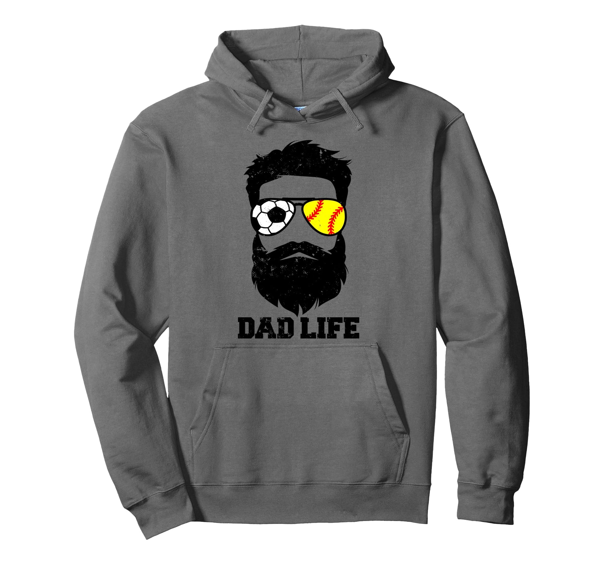 Soccer Softball Dad Messy Hair Beard Hoodie - Trendy Graphic Men Women - T-Shirt, Sweatshirt, Hoodie