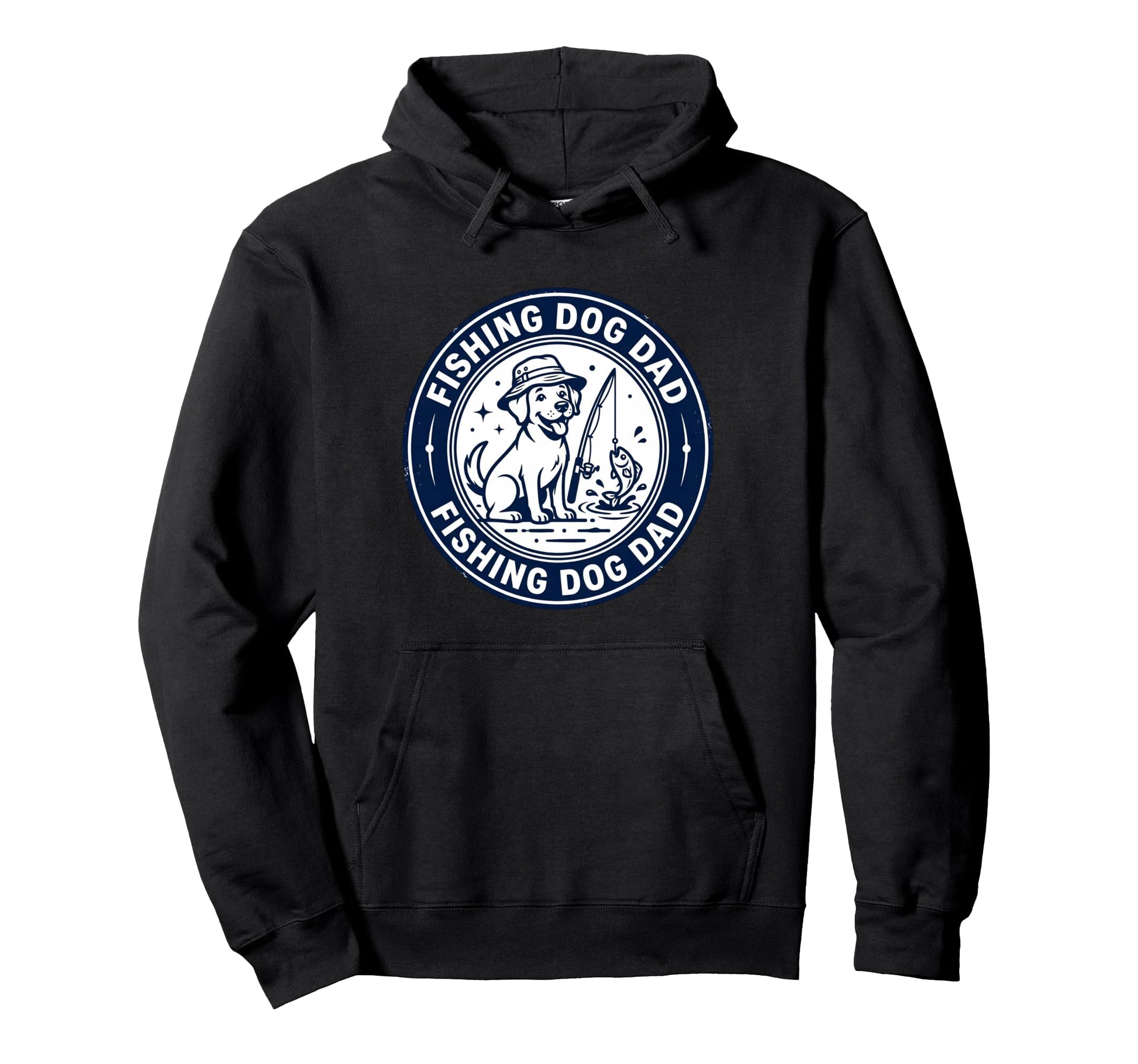 Dog Dad Fishing Adventure Hoodie - Fun Novelty Design for Adults - T-Shirt, Sweatshirt, Hoodie