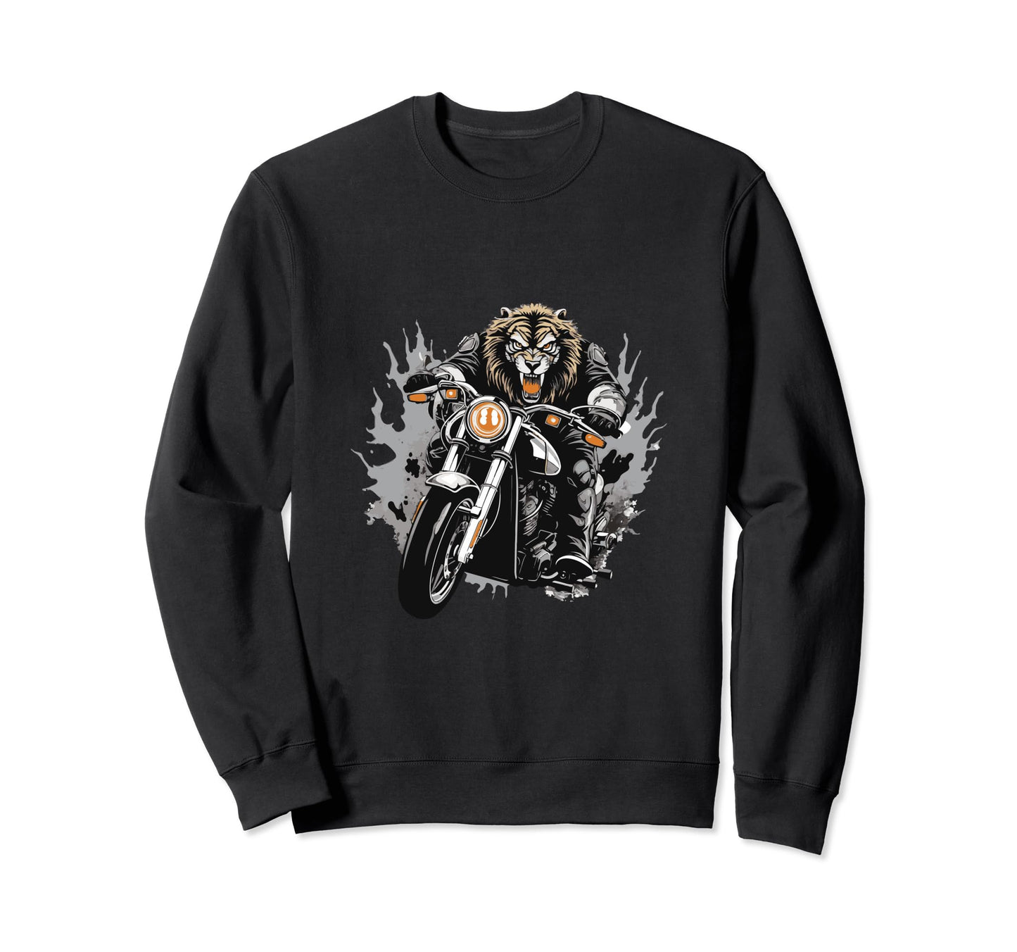 Lion Riding Motorcycle Dad Biker Sweatshirt - Streetwear Style Men Women - T-Shirt, Sweatshirt, Hoodie
