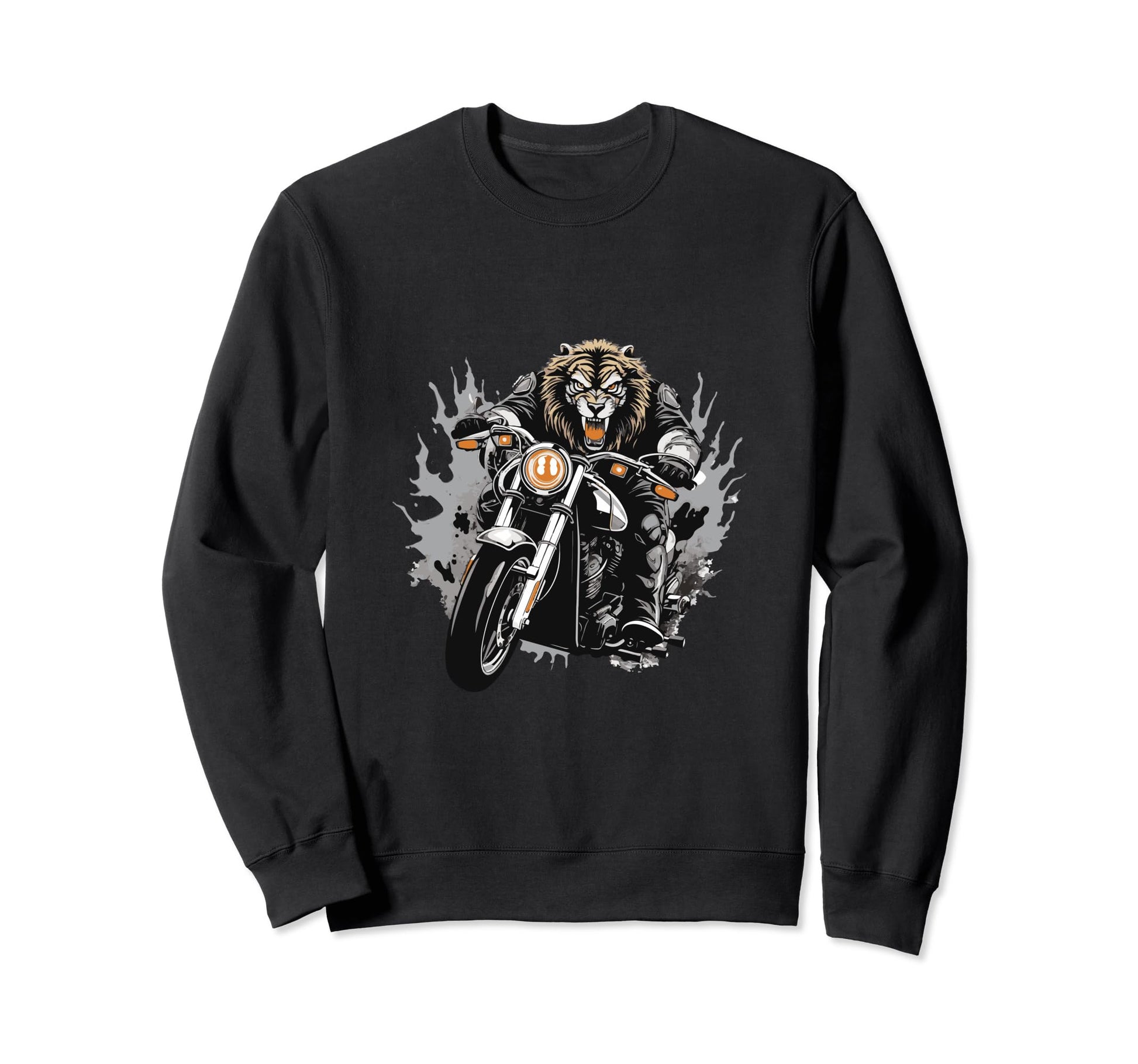 Lion Riding Motorcycle Dad Biker Sweatshirt - Streetwear Style Men Women - T-Shirt, Sweatshirt, Hoodie