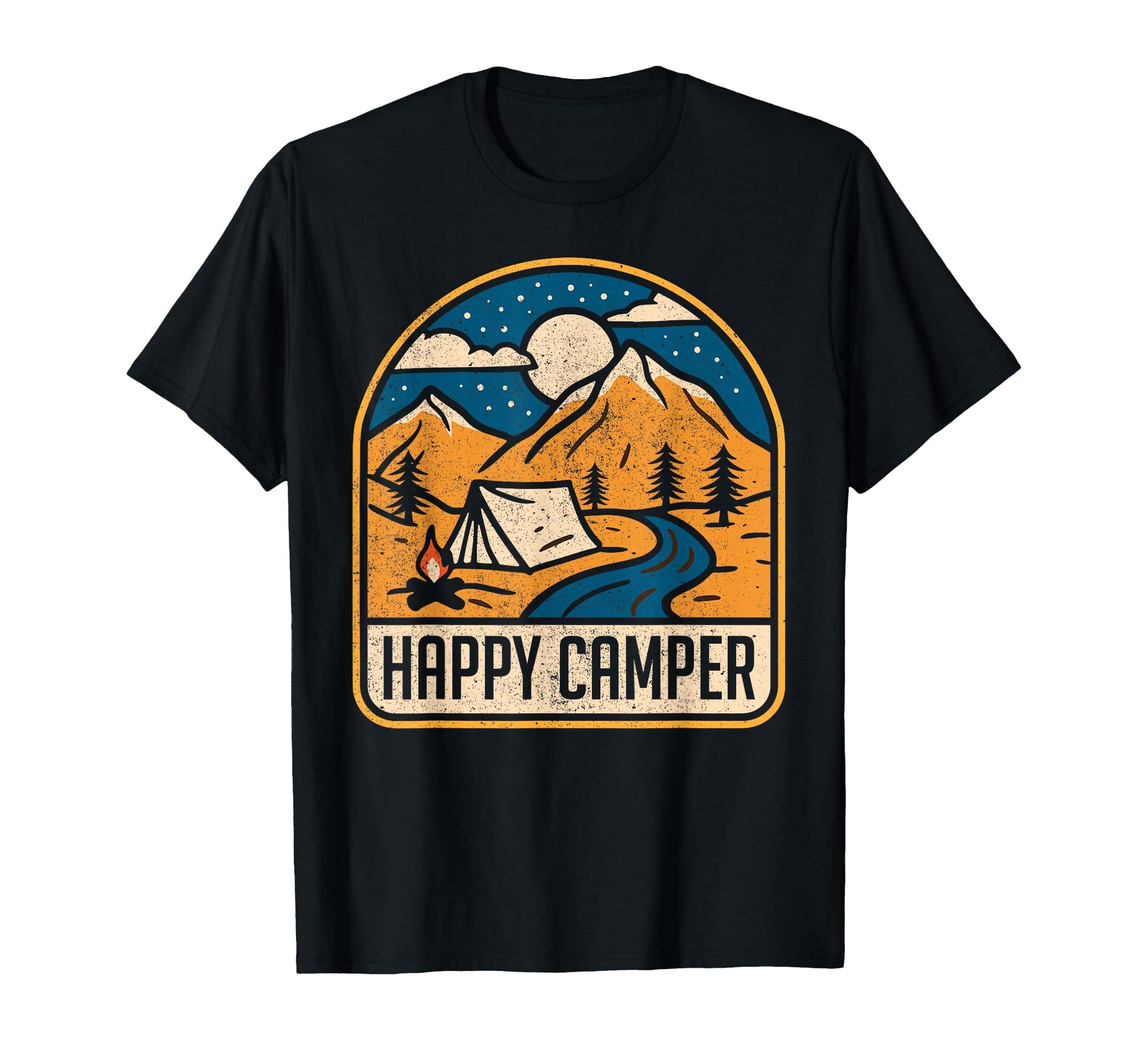 Happy Camper Mountain Hiking Camping T-Shirt - Aesthetic Graphic Men Women - T-Shirt, Sweatshirt, Hoodie