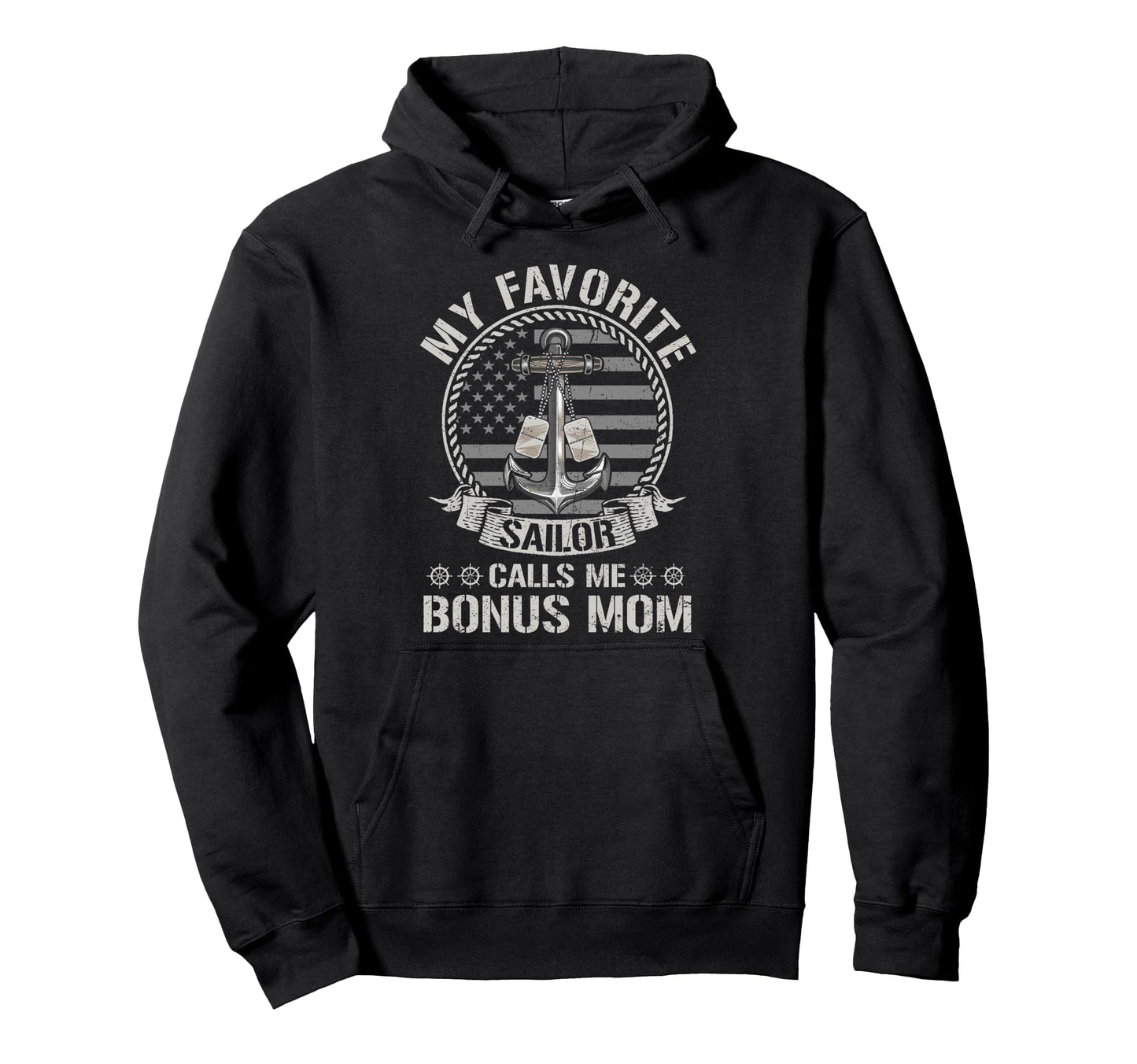 Proud Us Sailor Bonus Mom Anchor Hoodie - Aesthetic Graphic for Adults - T-Shirt, Sweatshirt, Hoodie