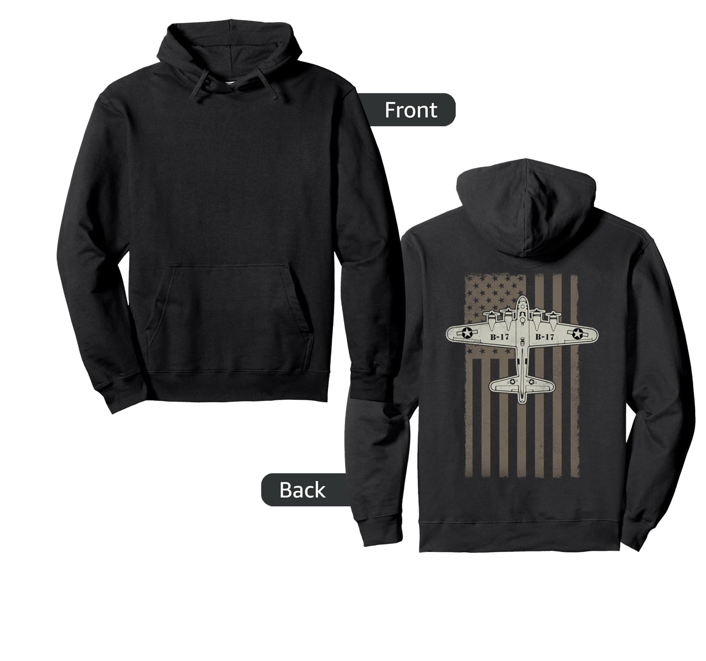 B17 Bomber Ww2 Plane Aircraft Usa Flag Hoodie - Graphic Print Men Women - T-Shirt, Sweatshirt, Hoodie
