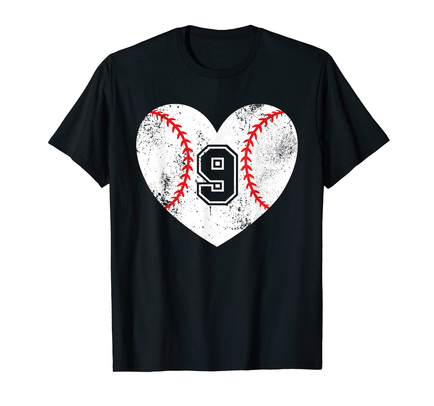 Baseball Heart Player 9 Baseball Mom Dad T-Shirt - Novelty Apparel Unisex - T-Shirt, Sweatshirt, Hoodie