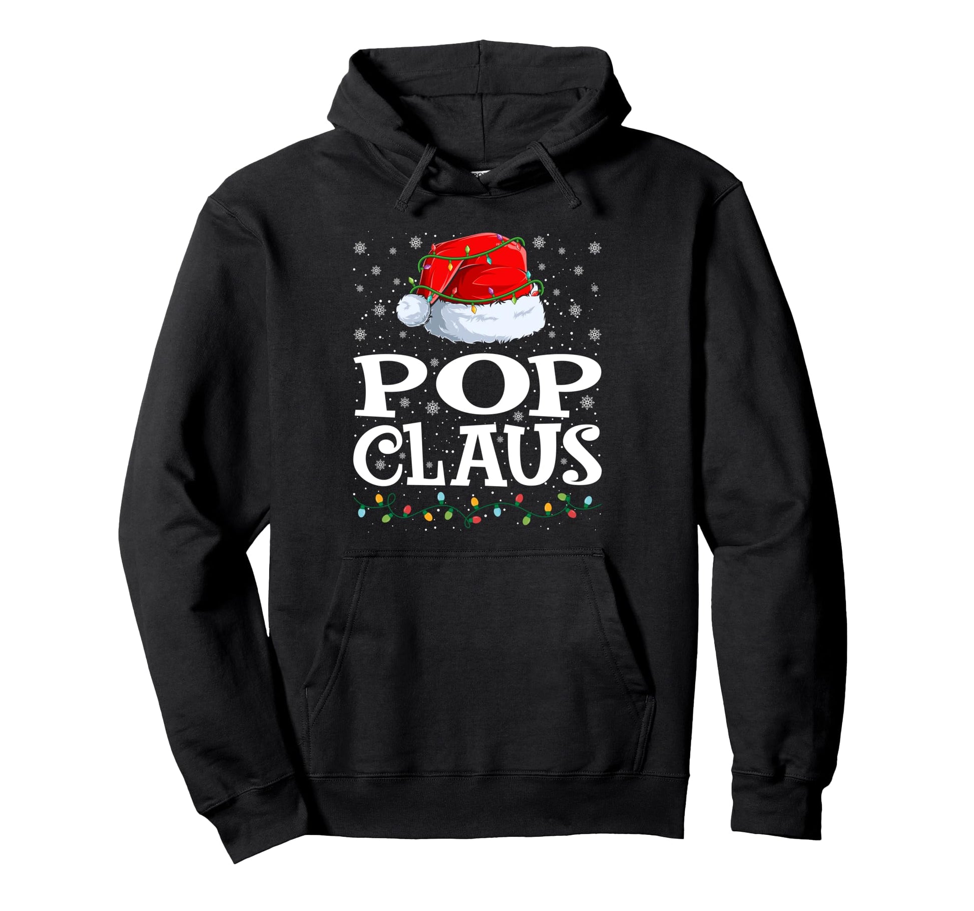 Pop Claus Lights Santa Hat Family Matching Hoodie - Graphic Print Men Women - T-Shirt, Sweatshirt, Hoodie