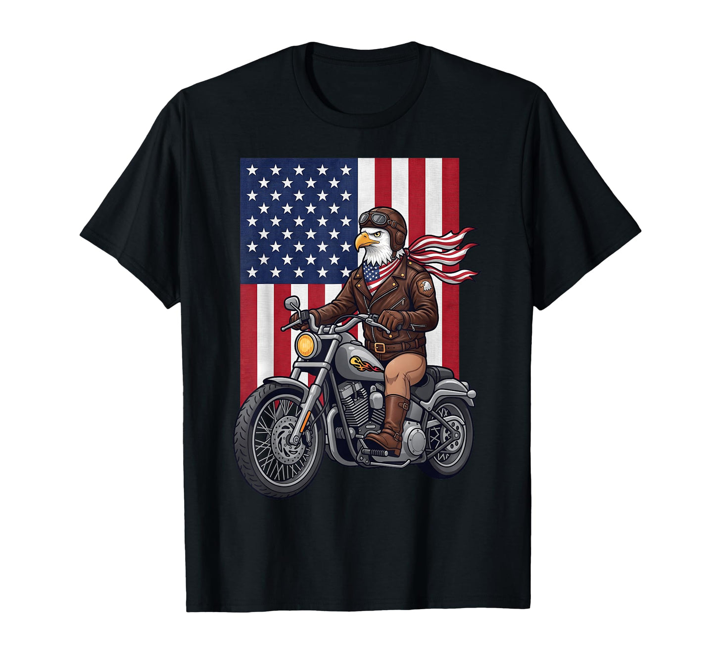 American Flag Biker Eagle Patriotic T-Shirt - Streetwear Style for Adults - T-Shirt, Sweatshirt, Hoodie