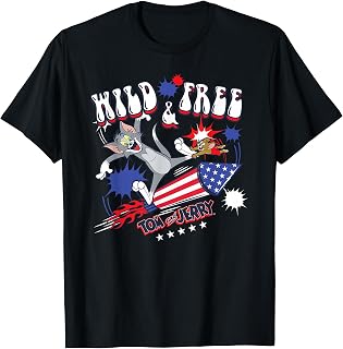 Tom and Jerry 4th of July Wild & Free Patriotic Fireworks T-Shirt Unisex T-shirt, Sweatshirt, Hoodie, Long Sleeve Tee - T-Shirt, Sweatshirt, Hoodie