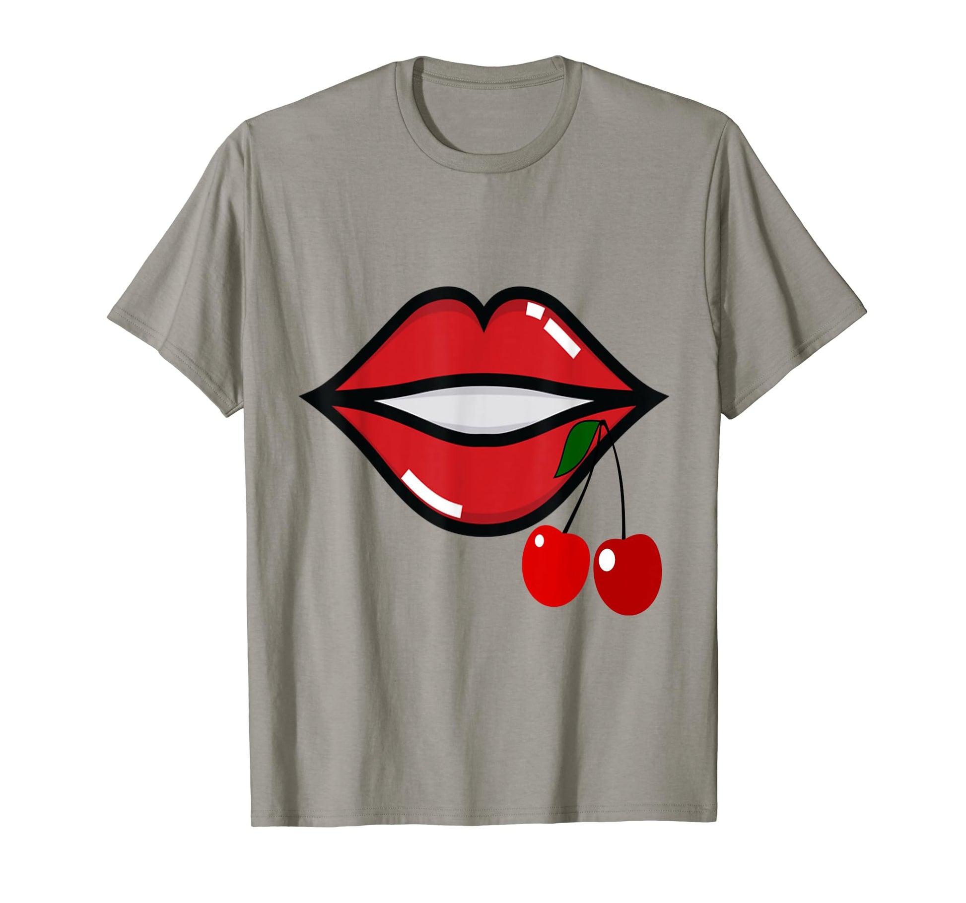 Cherry Biting Lips Pop Art T-Shirt - Unique Graphic for Adults - T-Shirt, Sweatshirt, Hoodie