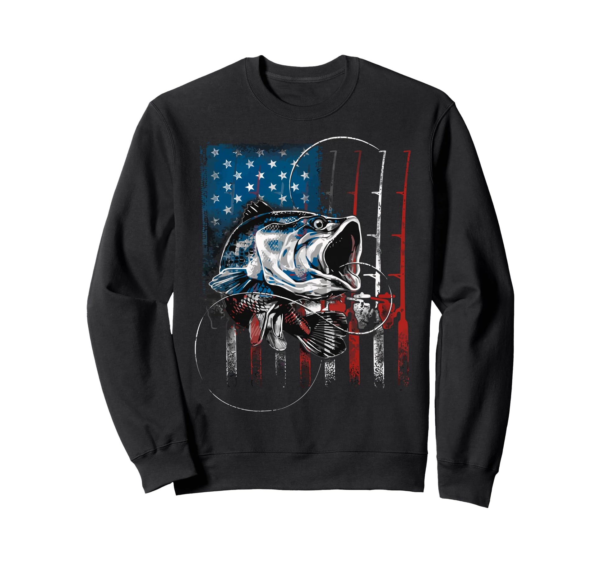 Us American Flag Fishing Lover Sweatshirt - Casual Everyday Wear Men Women - T-Shirt, Sweatshirt, Hoodie