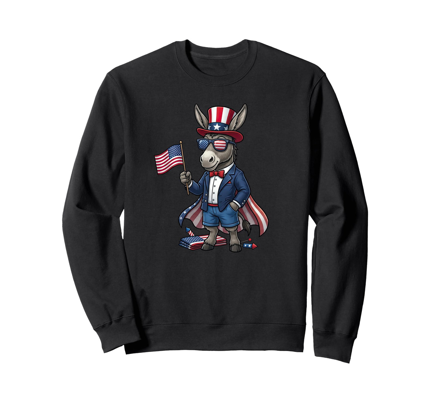 Funny Donkey American Usa Flag Sweatshirt - Trendy Graphic for Adults - T-Shirt, Sweatshirt, Hoodie