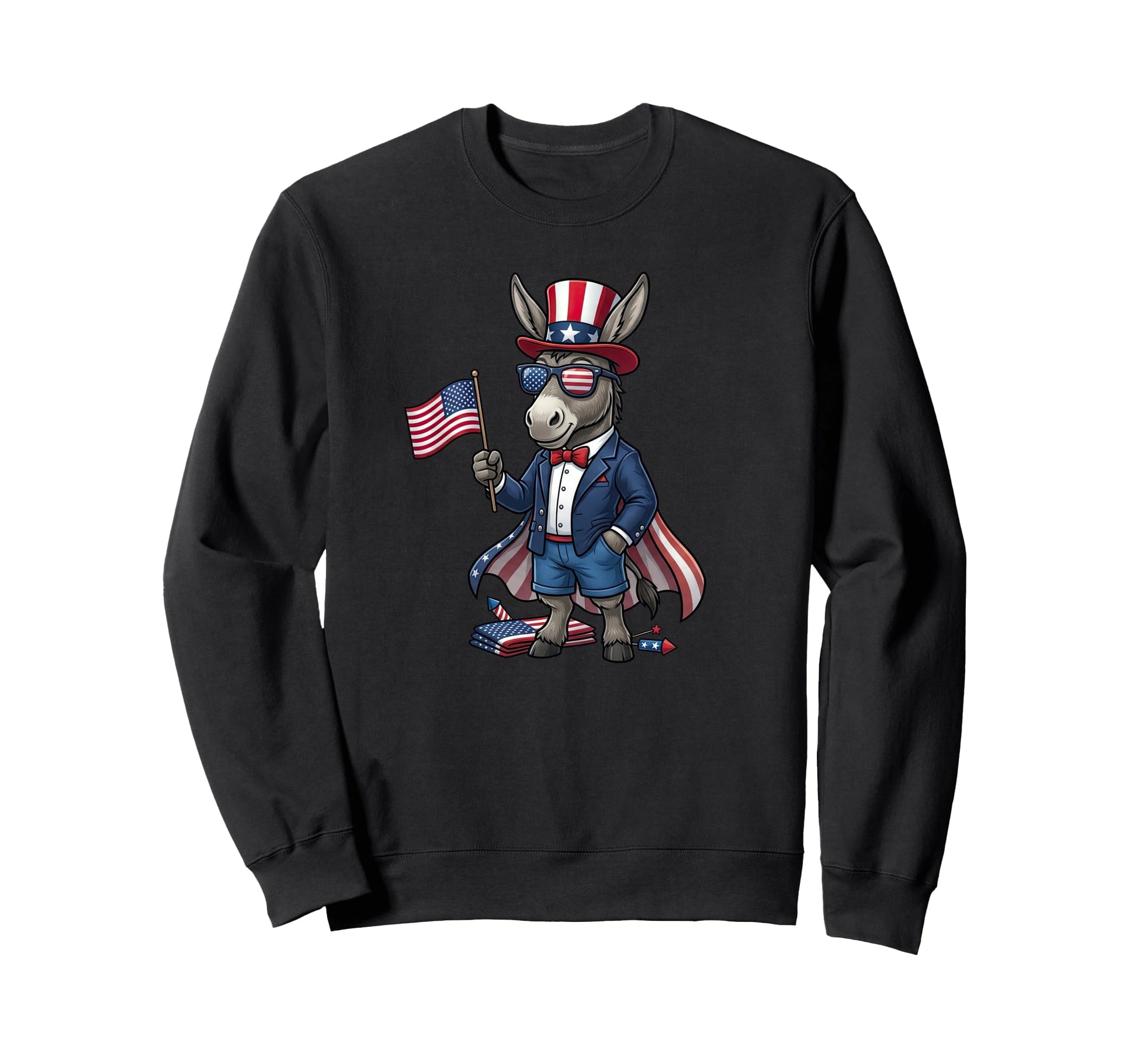 Funny Donkey American Usa Flag Sweatshirt - Trendy Graphic for Adults - T-Shirt, Sweatshirt, Hoodie