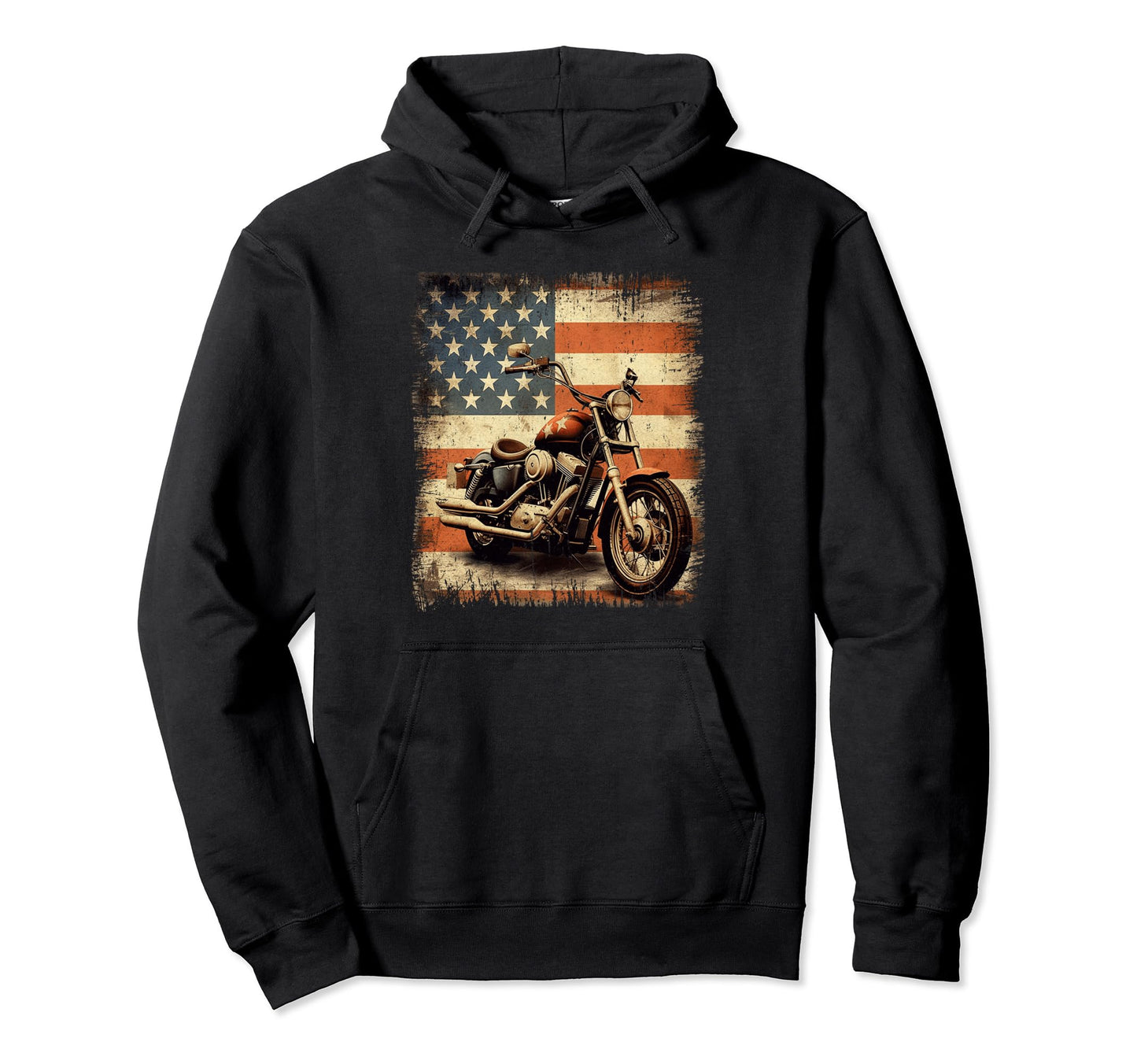 Motorcycle Usa Flag Biker Dad Grandpa Hoodie - Streetwear Style Men Women - T-Shirt, Sweatshirt, Hoodie