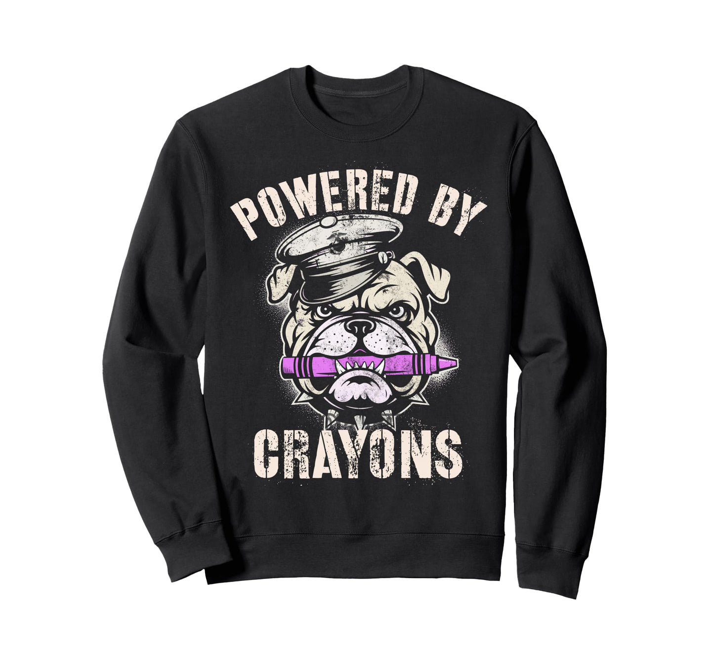 Bulldog Powered Crayons Bulldog Sweatshirt - Custom Art Print Men Women - T-Shirt, Sweatshirt, Hoodie