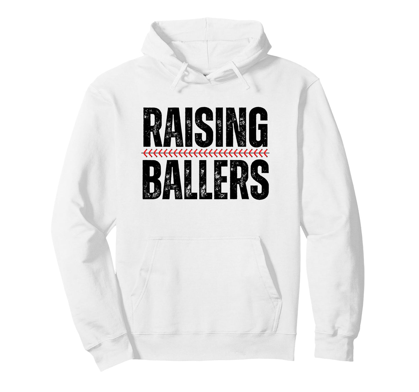 Raising Ballers Baseball Softball Mom Dad Hoodie - Graphic Print Unisex - T-Shirt, Sweatshirt, Hoodie