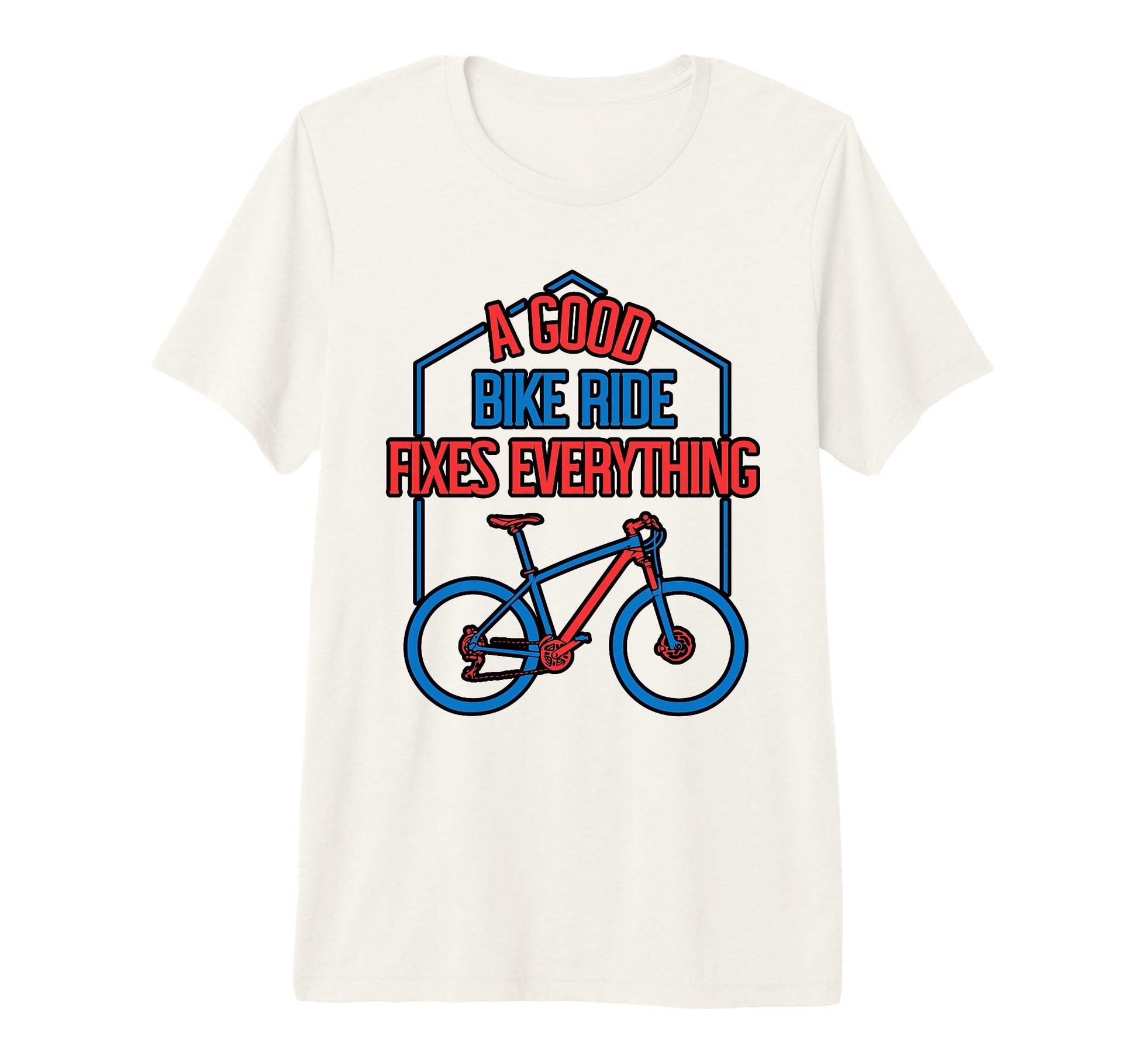 Good Bike Ride Fixes Everything Bicycle T-Shirt - Graphic Print Men Women - T-Shirt, Sweatshirt, Hoodie